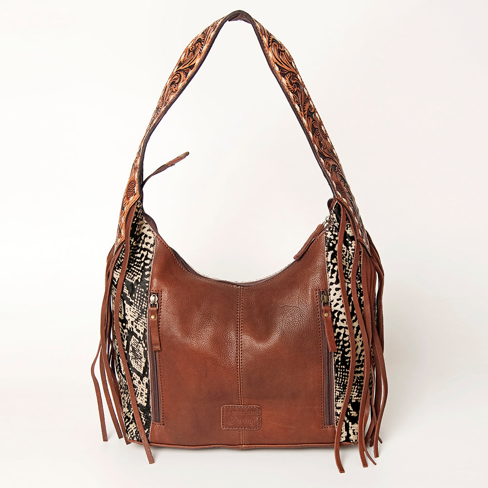 American Darling ADBGA223B Genuine Leather Hobo Handbag for Women - Western Style Crossbody Purse for Casual Outings & Travel