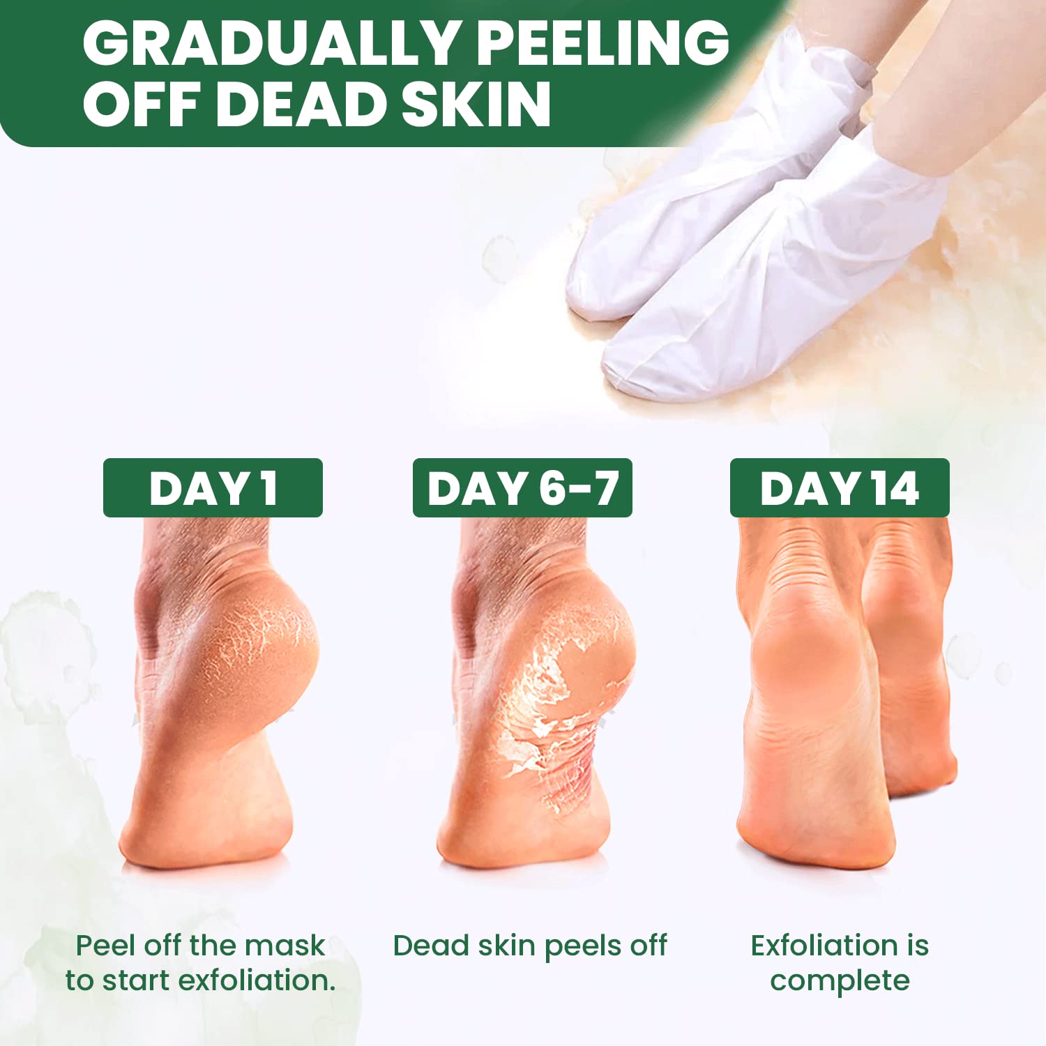 Azah Foot Mask Peeling Exfoliating Treatment [2-Pack] - Cracked Heel Repair, Dead Skin Removal & Moisturizing Foot Care - Tea Tree Infused Exfoliation Sheets for Soft Smooth Feet - Perfect for At-Home Pedicures & DIY Spa Days