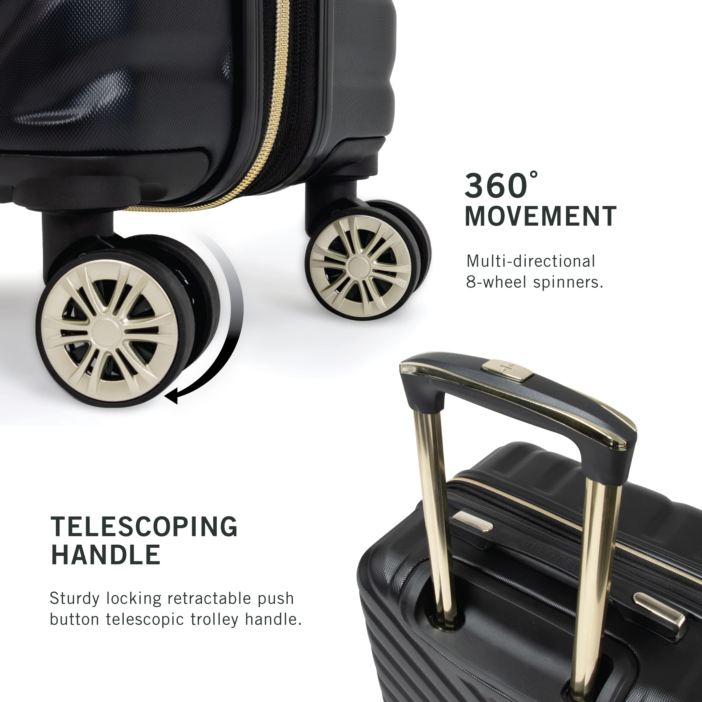 Kenneth Cole REACTION Madison Square Lightweight Hardside Expandable Spinner Carry-On Luggage 20-Inch - Black | Perfect for Business Travel & Weekend Getaways