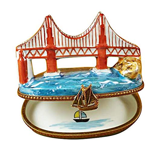 Golden Gate Bridge Limoges Porcelain Collectible Box - Hand-Painted Miniature Trinket Jewelry Storage - Perfect for Home Decor, Gift Giving & Travel Souvenirs