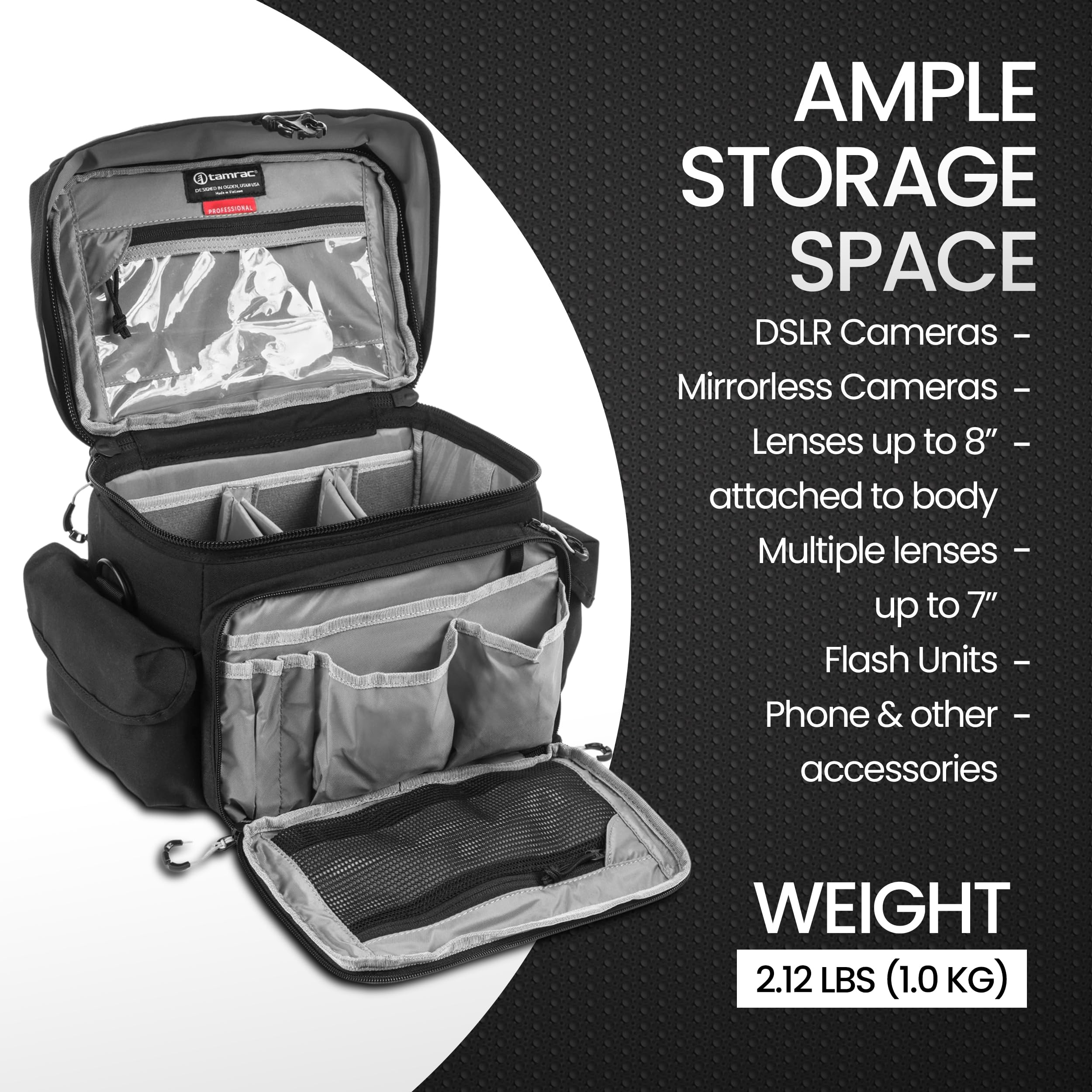 Tamrac Stratus 6 DSLR & Mirrorless Camera Bag - Waterproof Shoulder Bag for Photographers with Tripod Holder & Accessory Pockets (Black) - Perfect for Travel, Hiking & Outdoor Photography