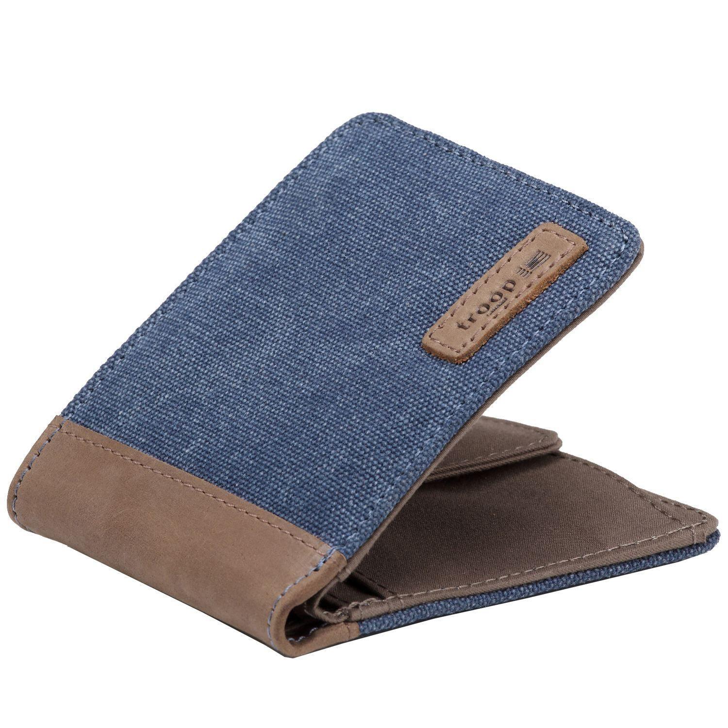 TRP0500 Troop London Men's Bi-Fold Canvas Wallet - Slim RFID Blocking Leather Card Holder for Everyday Use & Travel