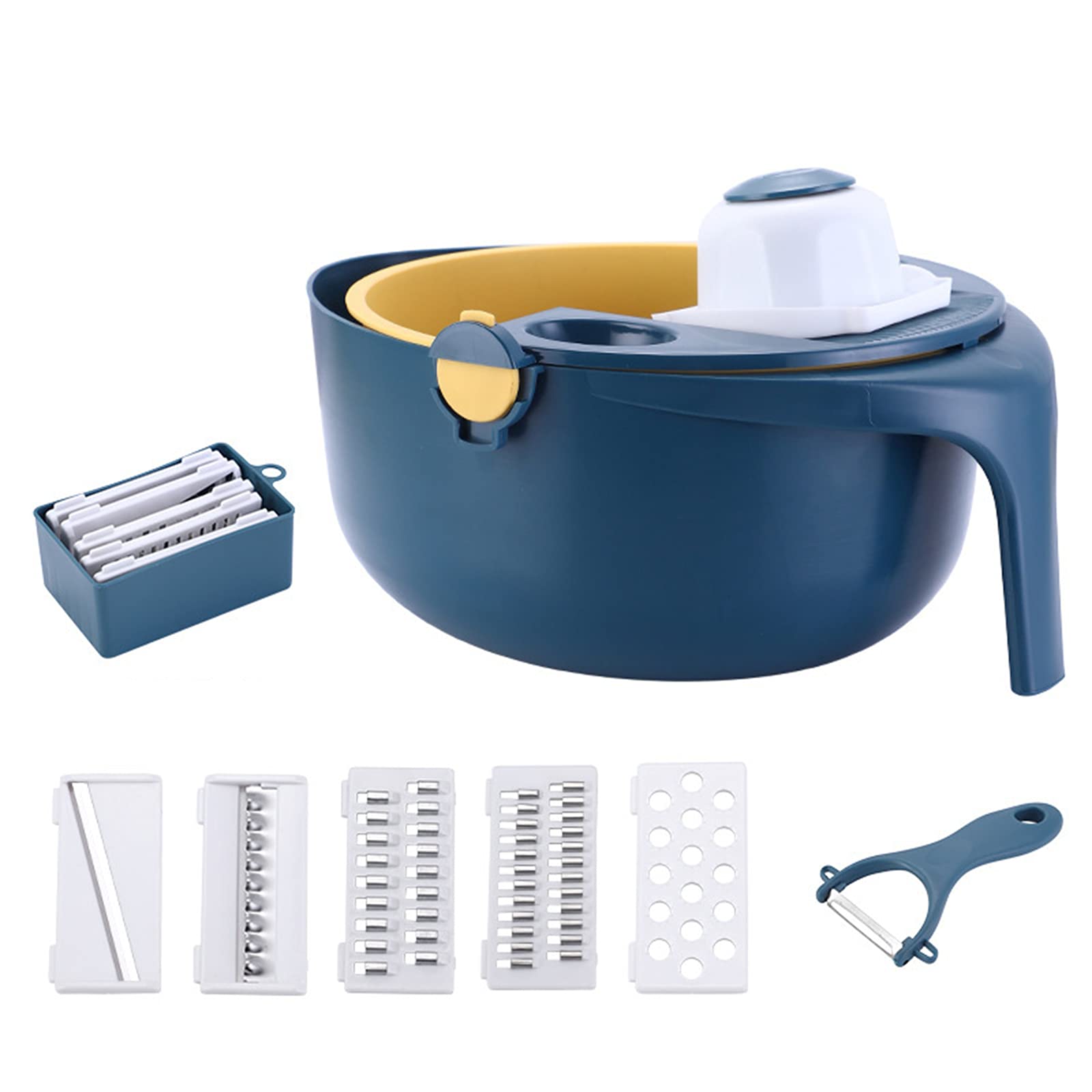 9-in-1 Multifunctional Vegetable Chopper & Slicer - Potato Shredder, Grater, Egg Separator with Drain Basket & Hand Guard - Perfect for Salad Prep, Meal Kits & Quick Cooking