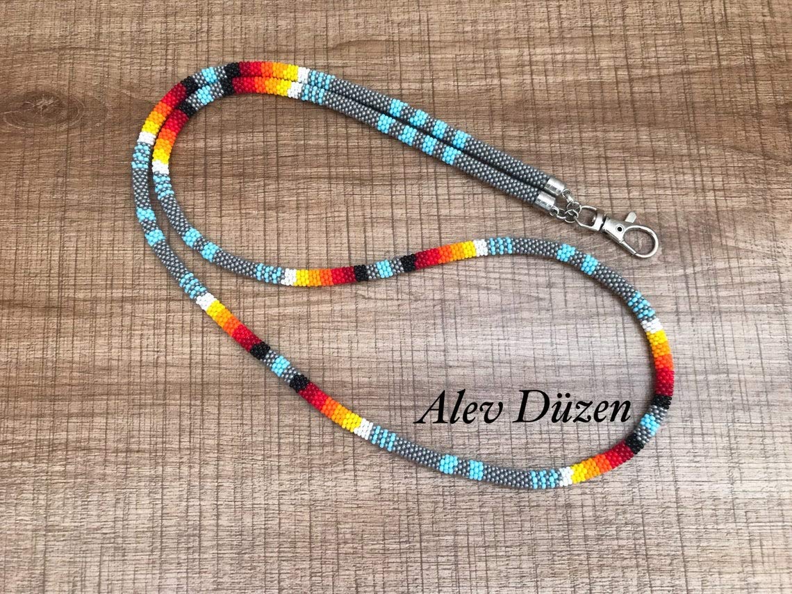 Handmade Native American Beaded Lanyard - Stylish Badge Holder for Women, Teachers & Nurses - Adjustable ID Card Holder for Work, School & Healthcare Professionals