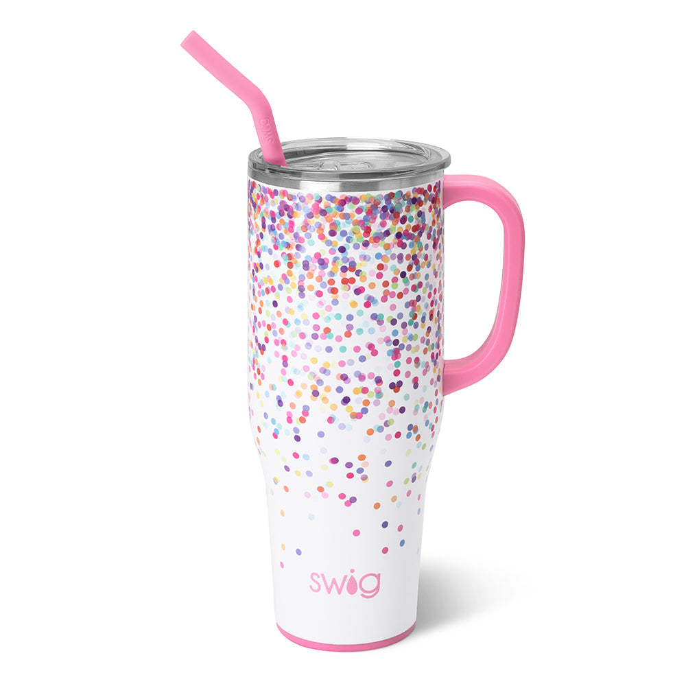 40oz Confetti Mega Mug - Large Insulated Tumbler with Lid & Straw - Perfect for Coffee, Tea & Cold Drinks - Great for Office, Travel & Outdoor Activities