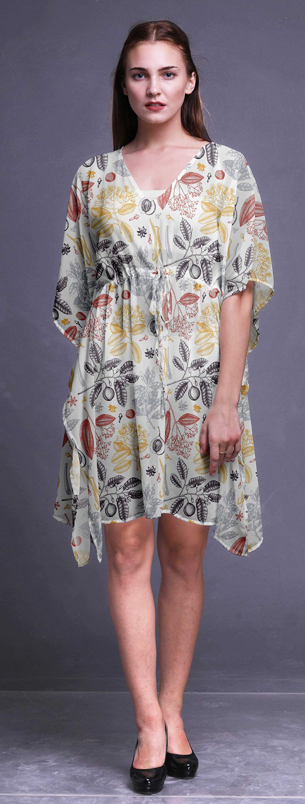Bimba Women's Short Caftan Midi Dress - Beach Cover Up, Swimwear Dress, Summer Kaftan for Pool, Vacation & Boho Outfits