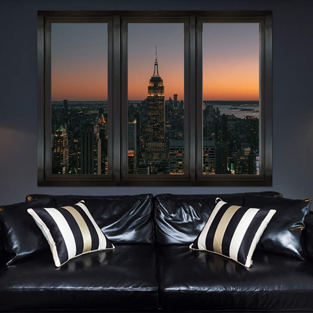 Signford Removable Wall Mural - 36x48 Inch Night Cityscape Wallpaper for Bedroom & Living Room Decor | Peel & Stick Wall Art for Home & Office
