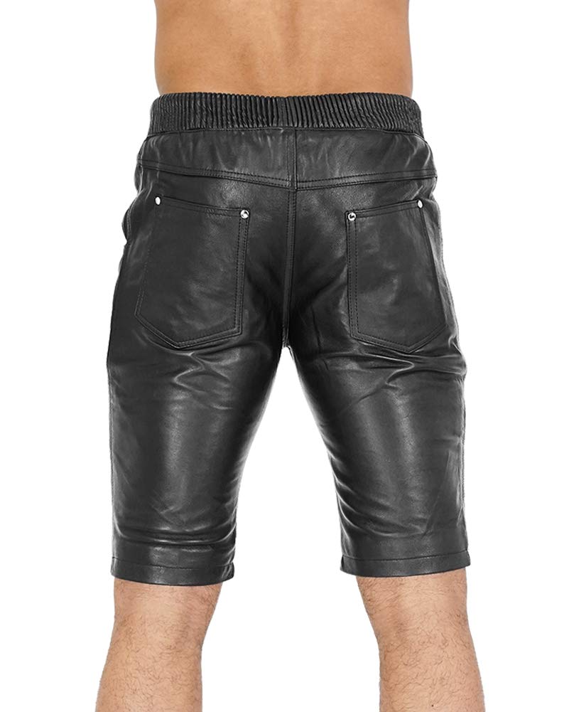 Bockle® Men's Red Lamb Leather Jogger Shorts - Stylish & Comfortable Leather Pants for Casual Wear, Gym, and Outdoor Activities