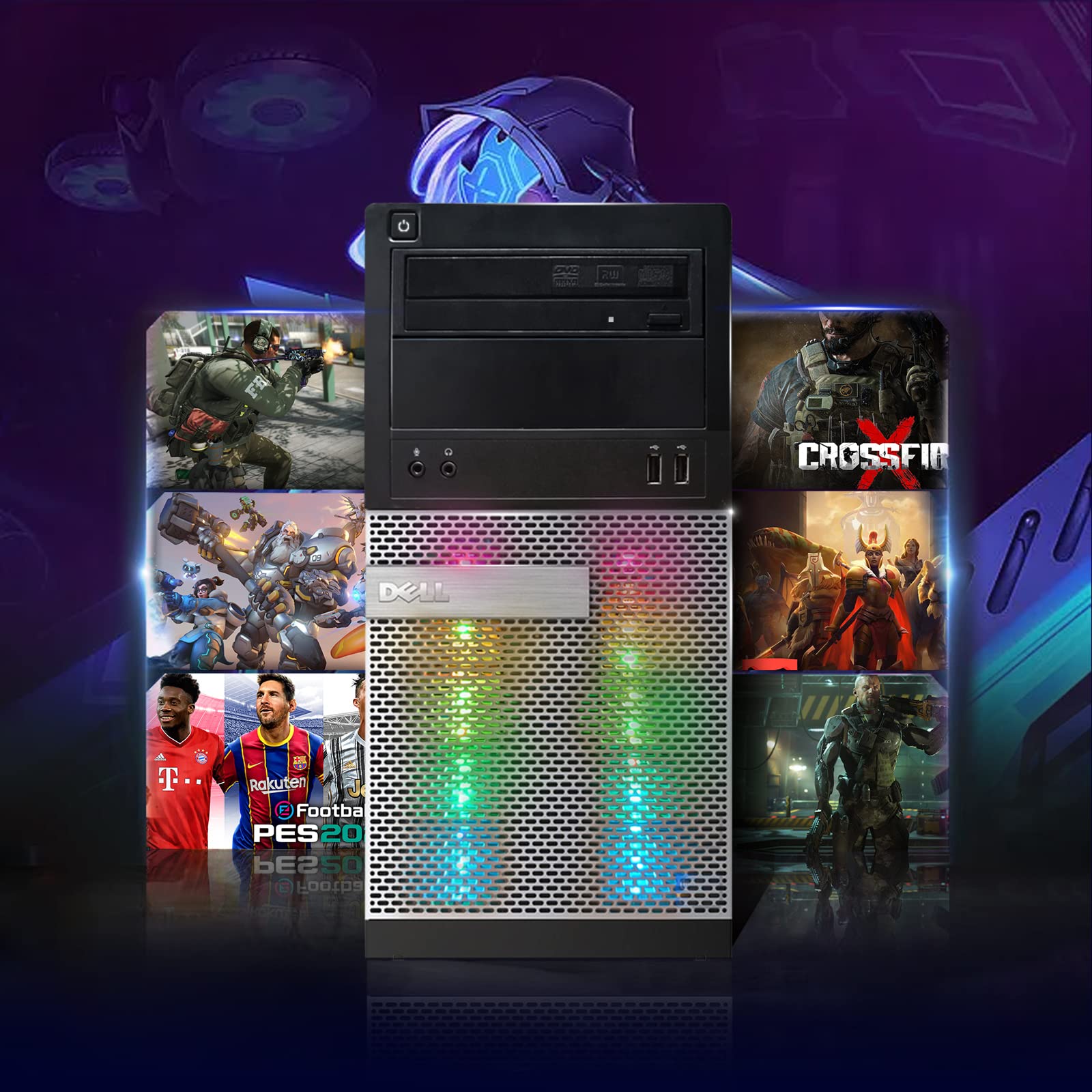 Renewed Dell RGB Gaming PC - Intel i5, GTX 1660 Super, 16GB RAM for Esports & Streaming