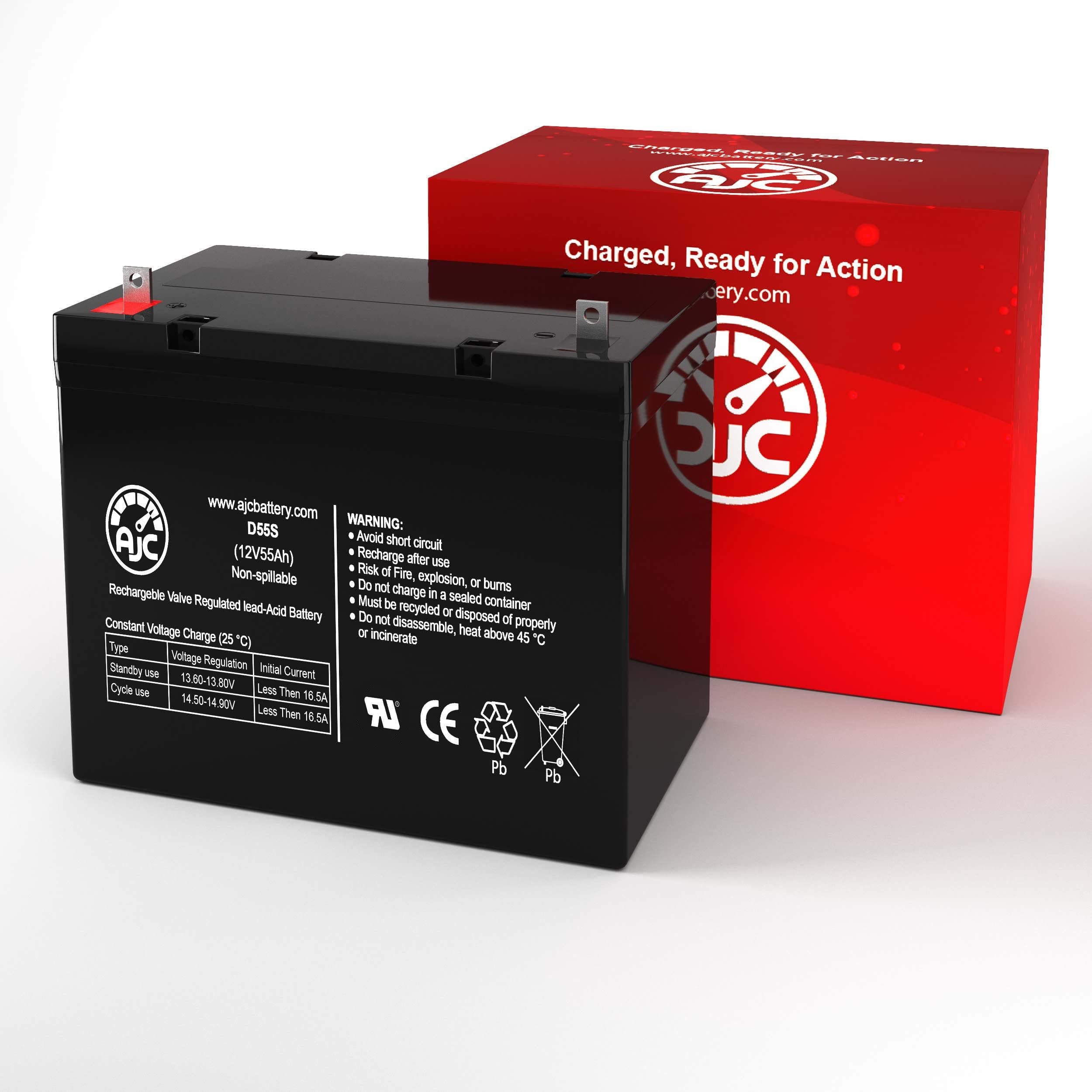 AJC 12V 55Ah Replacement Battery for Solo High Speed Steep Climber Mobility Scooter - Perfect for Outdoor Adventures and Daily Commuting