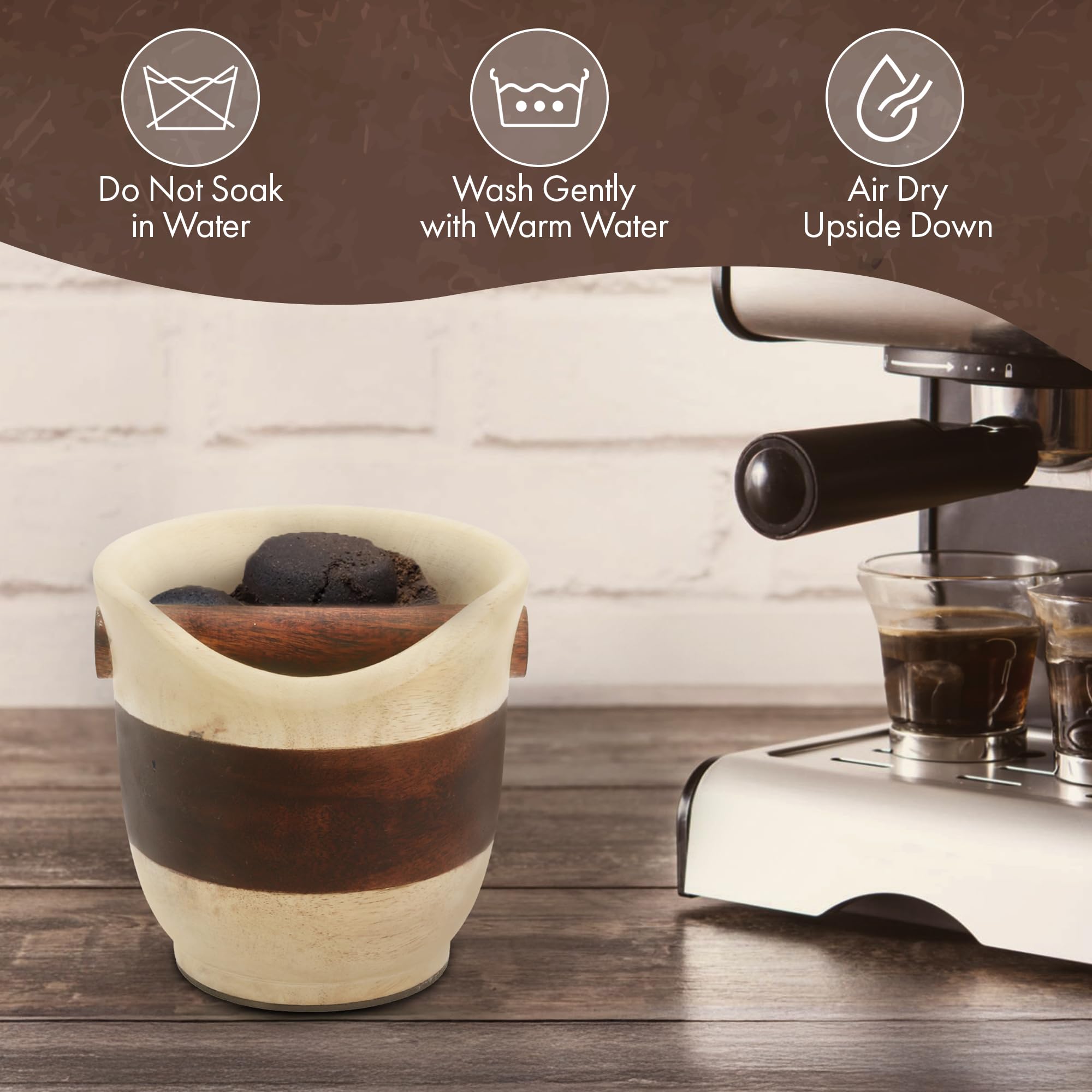 Premium Wooden Espresso Knock Box - Durable Coffee Grounds Container with Tamping Station for Baristas & Home Brewing | Perfect for Espresso Machines & Coffee Shops