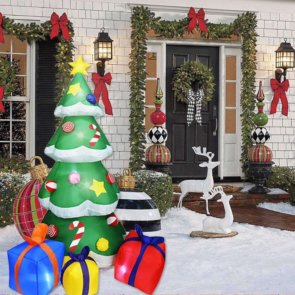 8FT Inflatable Christmas Tree with Built-in LED Lights - Outdoor Blow Up Holiday Decor for Yard, Garden, Lawn | Includes Tethers & Stakes | Perfect for Christmas Parties, Front Yard Displays & Festive Outdoor Decorations