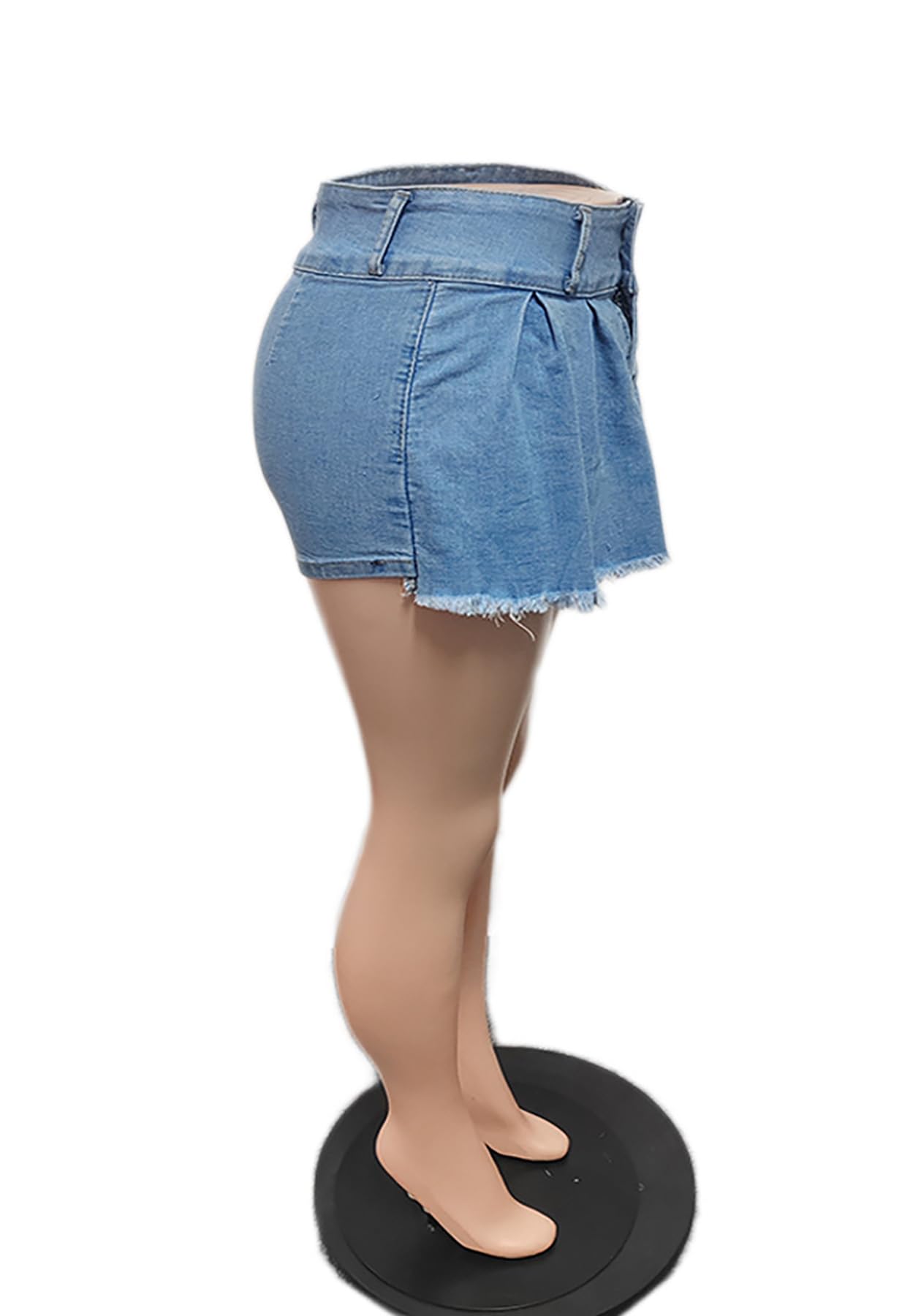 Molisry Women's High Waist Denim Shorts Skorts - Asymmetrical Hem Double Side Jean Skirt for Casual Outfits & Summer Fashion