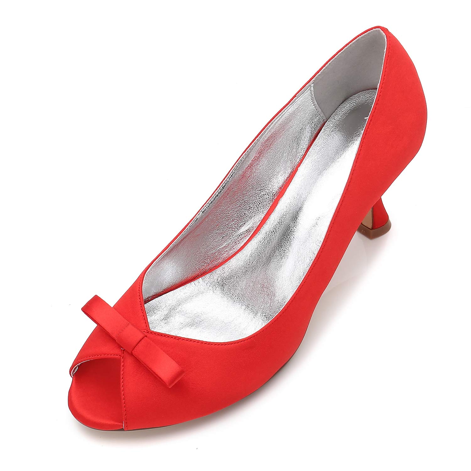 Elegant Women's Peep Toe Satin Bow Kitten Heel Dress Shoes - Perfect for Formal Occasions, Weddings, and Office Wear