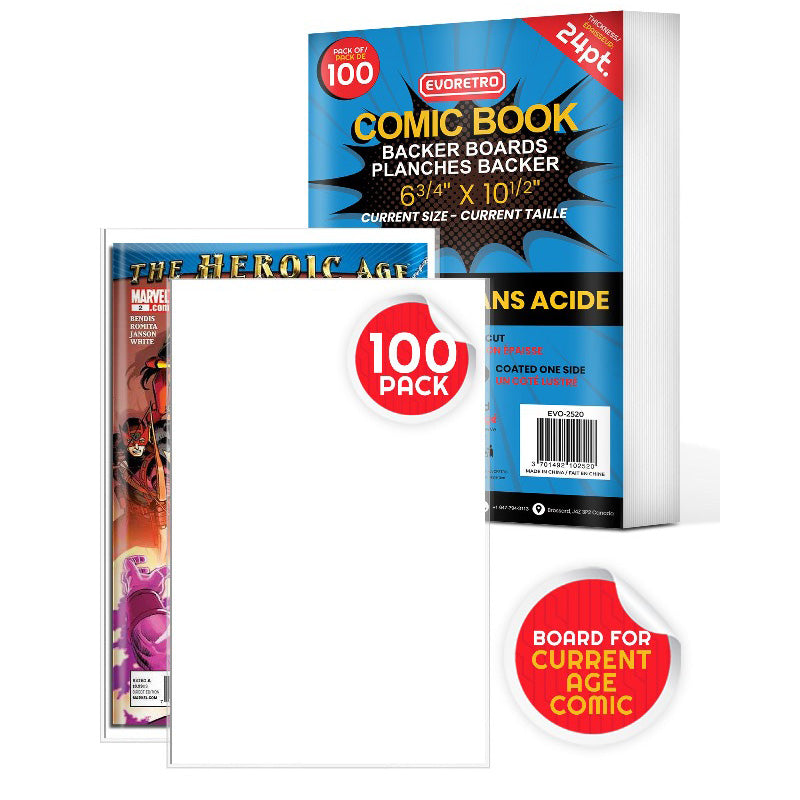 Premium 24PT Comic Backer Boards - Acid-Free & Archival Safe for Current Age Size Comics - Perfect for Collecting, Storing & Protecting Comic Books