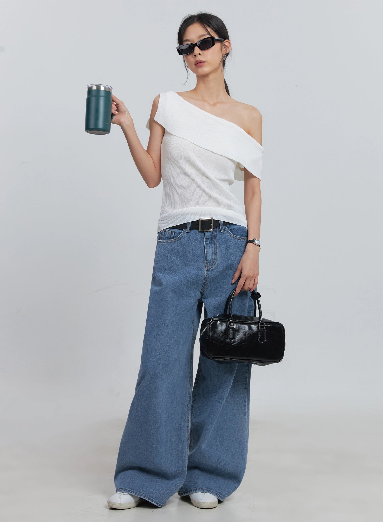 Daniela High Waisted Wide Leg Jeans for Women - Stretchy Comfort Denim Pants - Perfect for Casual Outings, Office Wear & Date Nights