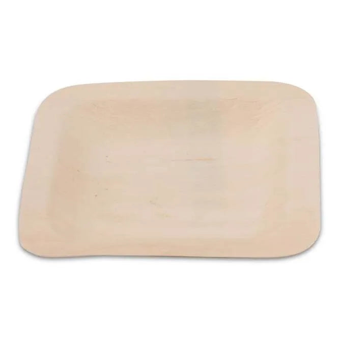 50 Pack 4.5 Inch Square Poplar Wood Plates - Natural Wooden Appetizer Plates for Cheese, Charcuterie, Desserts & Party Serving - Eco-Friendly Disposable Wood Plates for Weddings, Catering & Events