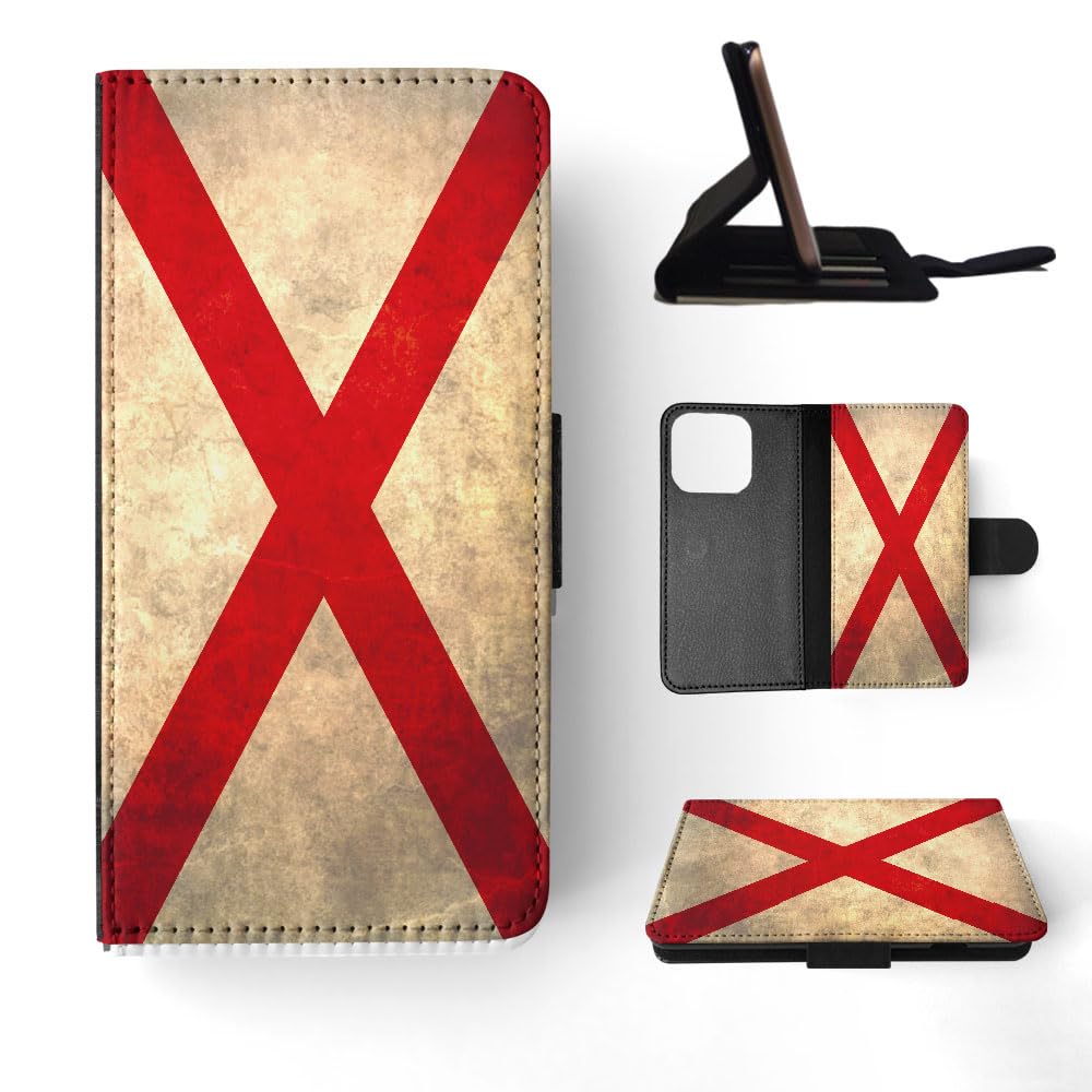Alabama USA State Flag Flip Wallet Phone Case for Apple iPhone 15 Pro - Stylish Protective Cover with Card Slots for Daily Use & Travel