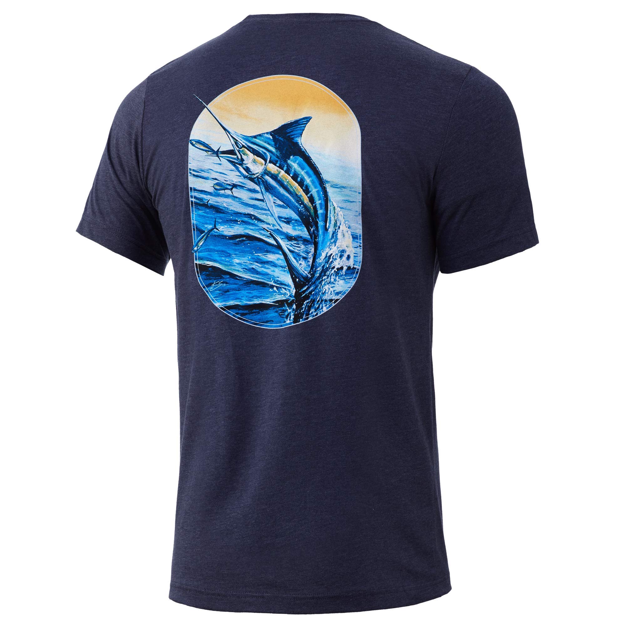 HUK Men's Performance Fishing Shirt - Quick Dry, UV Protection, Breathable Tuna Graphic Tee for Outdoor Fishing, Boating, and Casual Wear