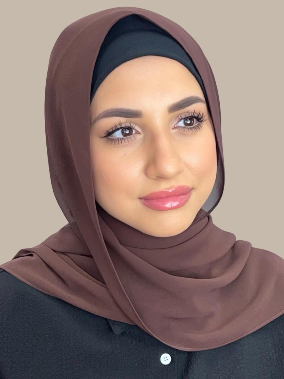 Premium Chiffon Hijab for Women - Soft & Breathable Brunette Scarf - Perfect for Daily Wear, Prayer, and Special Occasions