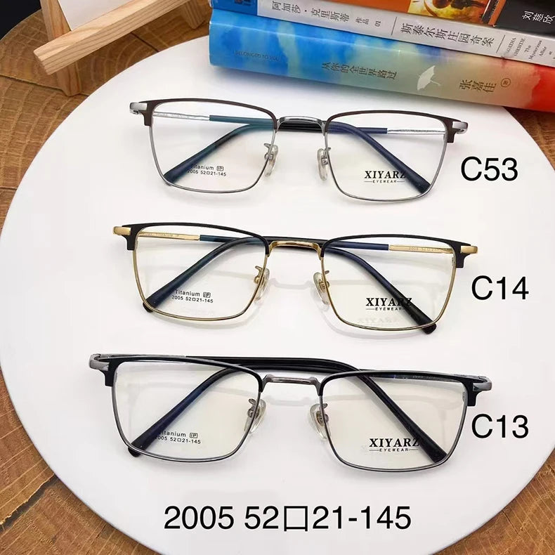 Premium Titanium Full Rim Square Eyeglasses for Men - Lightweight & Durable Frame (Model 42005) | Perfect for Office, Reading & Everyday Fashion