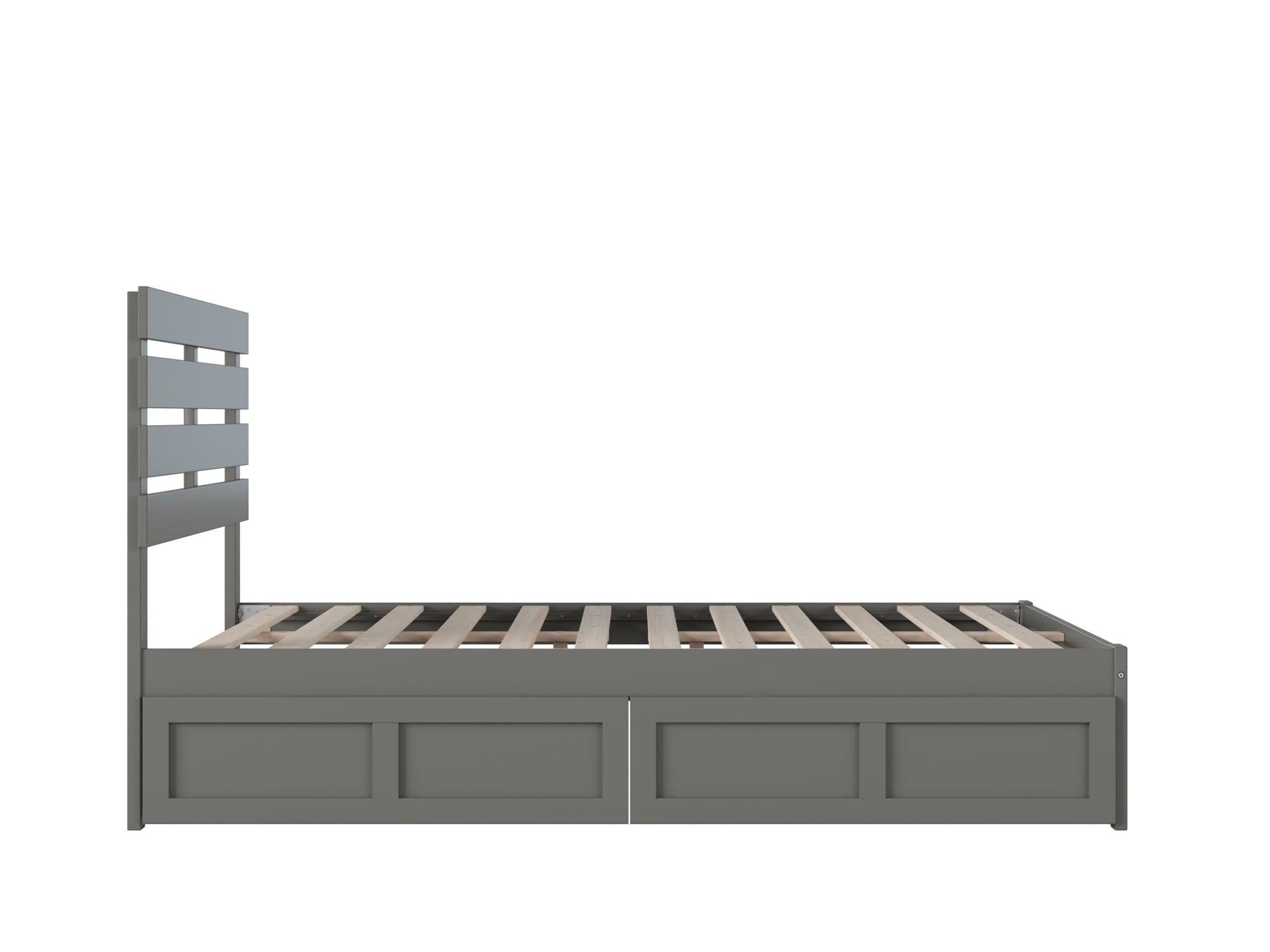 AFI Oxford Full Size Platform Bed Frame with Storage Drawers & USB Charging Station - Grey Modern Bedroom Furniture for Small Spaces & Studio Apartments