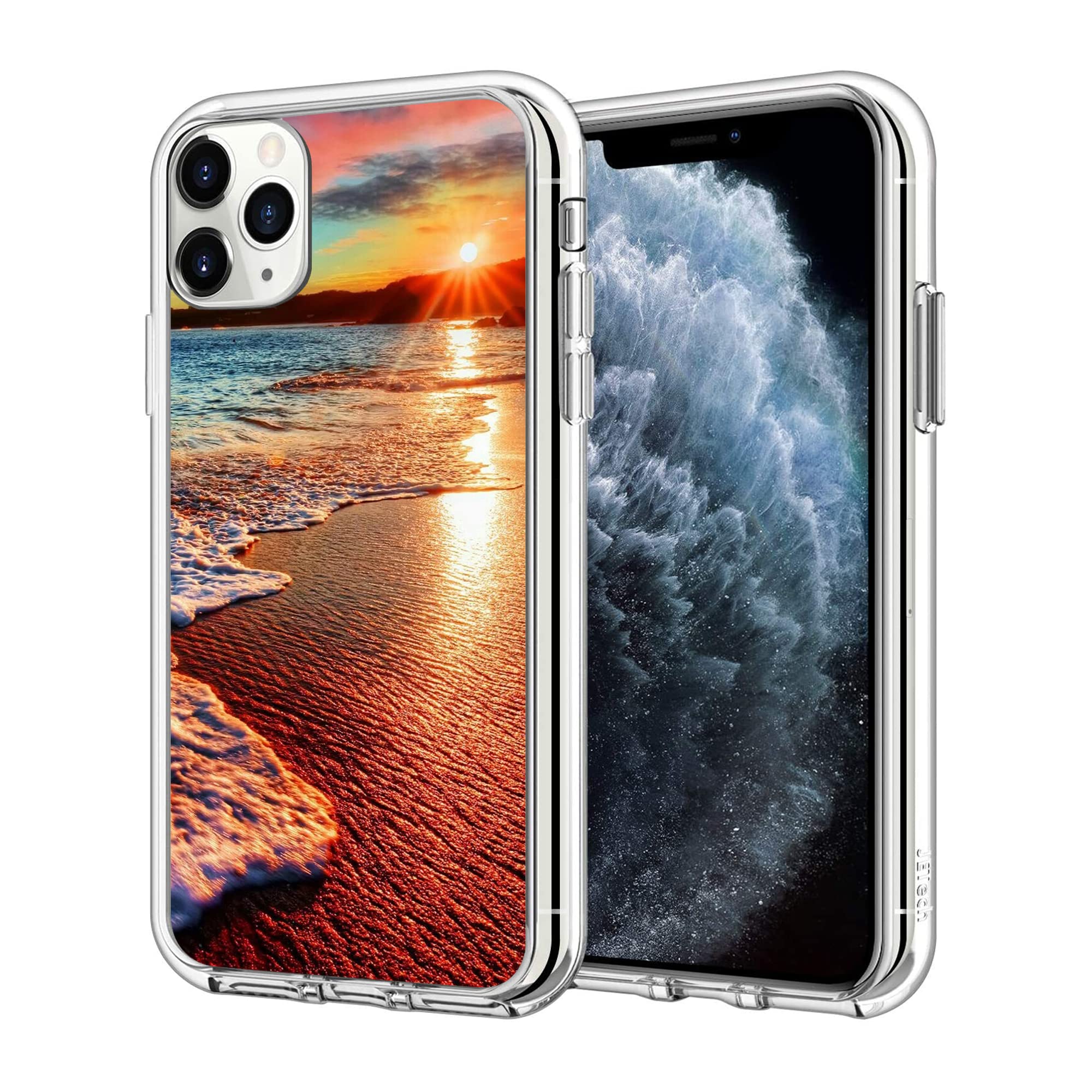 iPhone 12/12 Pro Case - Clear Shockproof Slim TPU Protective Cover with Sunset Beach Design | Durable Soft Case for Everyday Use, Travel & Outdoor Activities