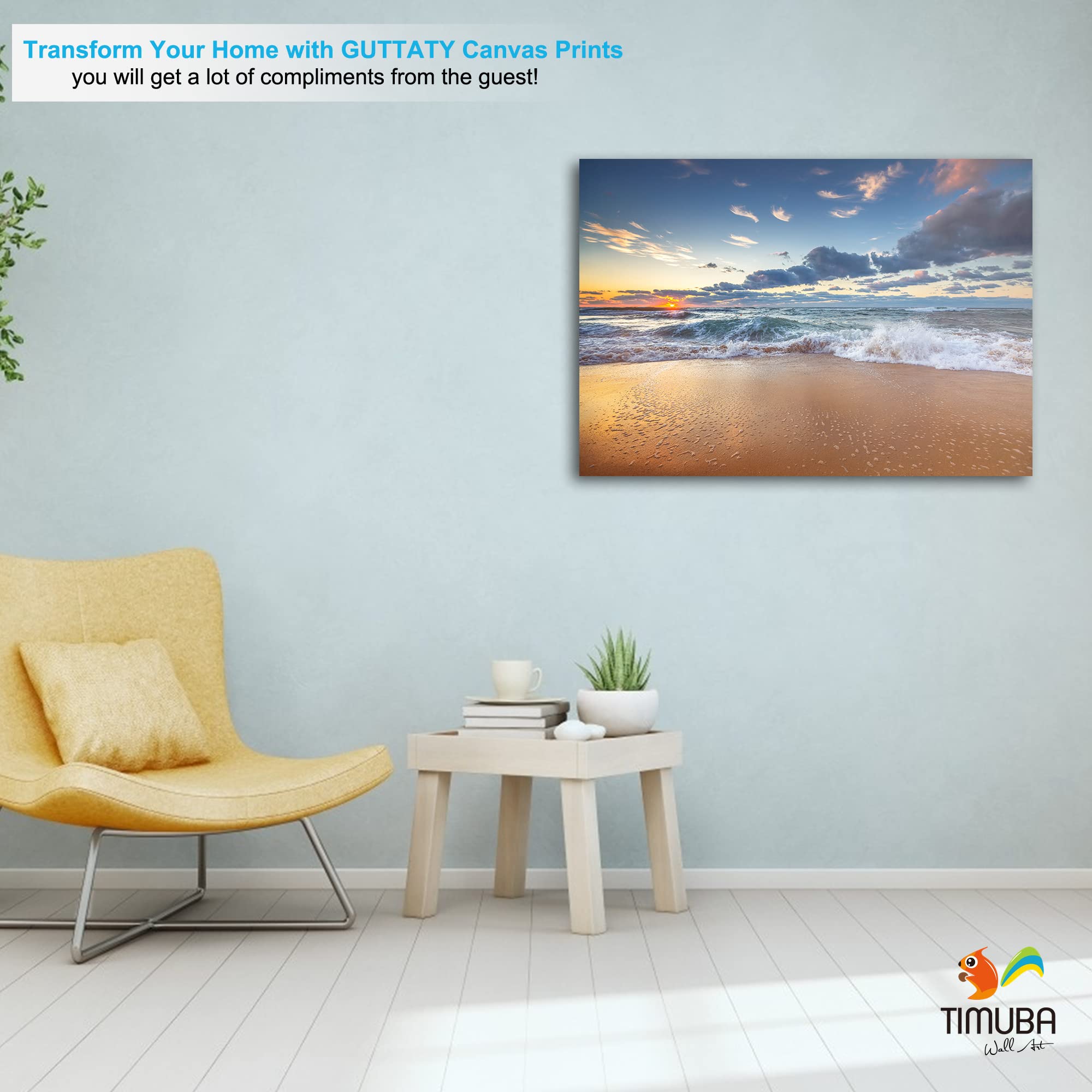 Beach Wall Art Canvas Print - 28x40 Inches Coastal Sunset Pictures for Bedroom & Living Room Decor | Ocean Themed Home Wall Decor | Perfect for Beach House, Vacation Rental & Coastal Interior Design