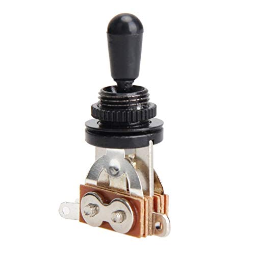 3-Way Guitar Toggle Switch - Copper Selector Switch with Knob, Washer & Ring Plate for LP Electric Guitar Pickups (Black) | Perfect for Rhythm/Treble Control & Guitar Repair Upgrades