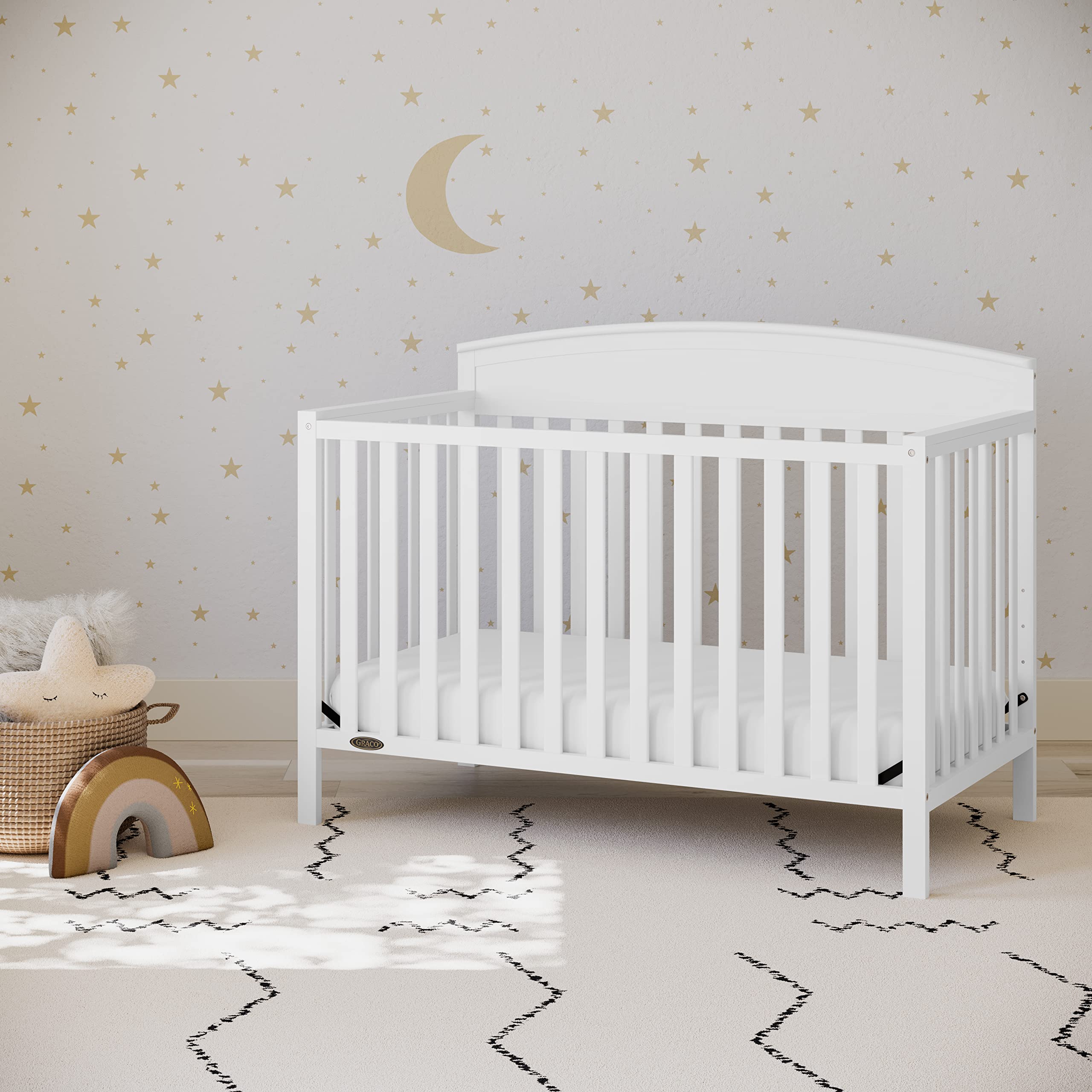 Graco Benton 5-in-1 Convertible Baby Crib to Toddler Bed - GREENGUARD Gold Certified White Nursery Furniture | Converts to Daybed & Full-Size Bed | Fits Standard Crib Mattress | Perfect for Nursery, Kids Room & Guest Bedroom