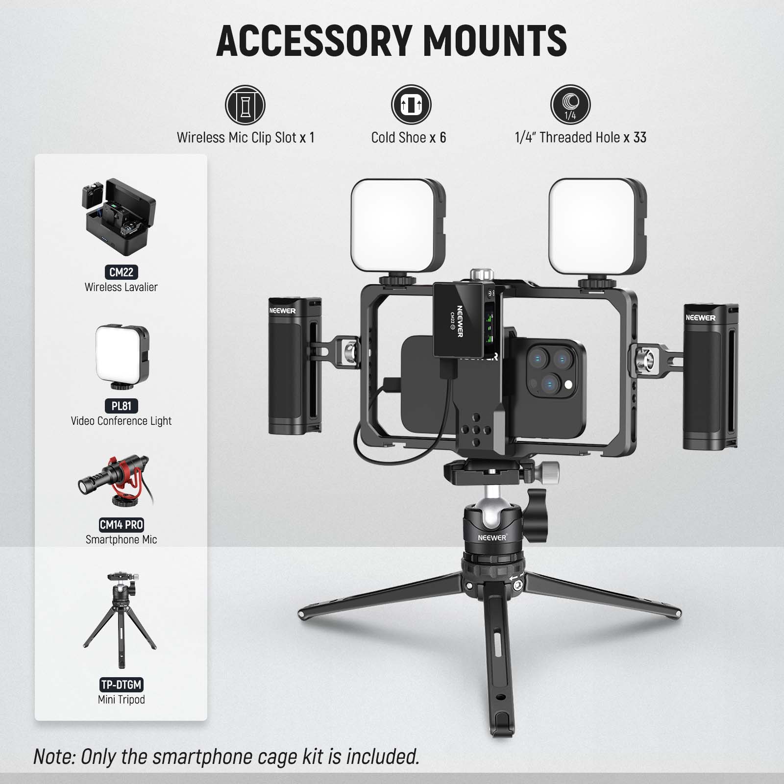 NEEWER PA009S Smartphone Video Rig Stabilizer - Professional 3-Axis Handheld Gimbal for iPhone & Android - Perfect for Vlogging, Live Streaming & Film Making