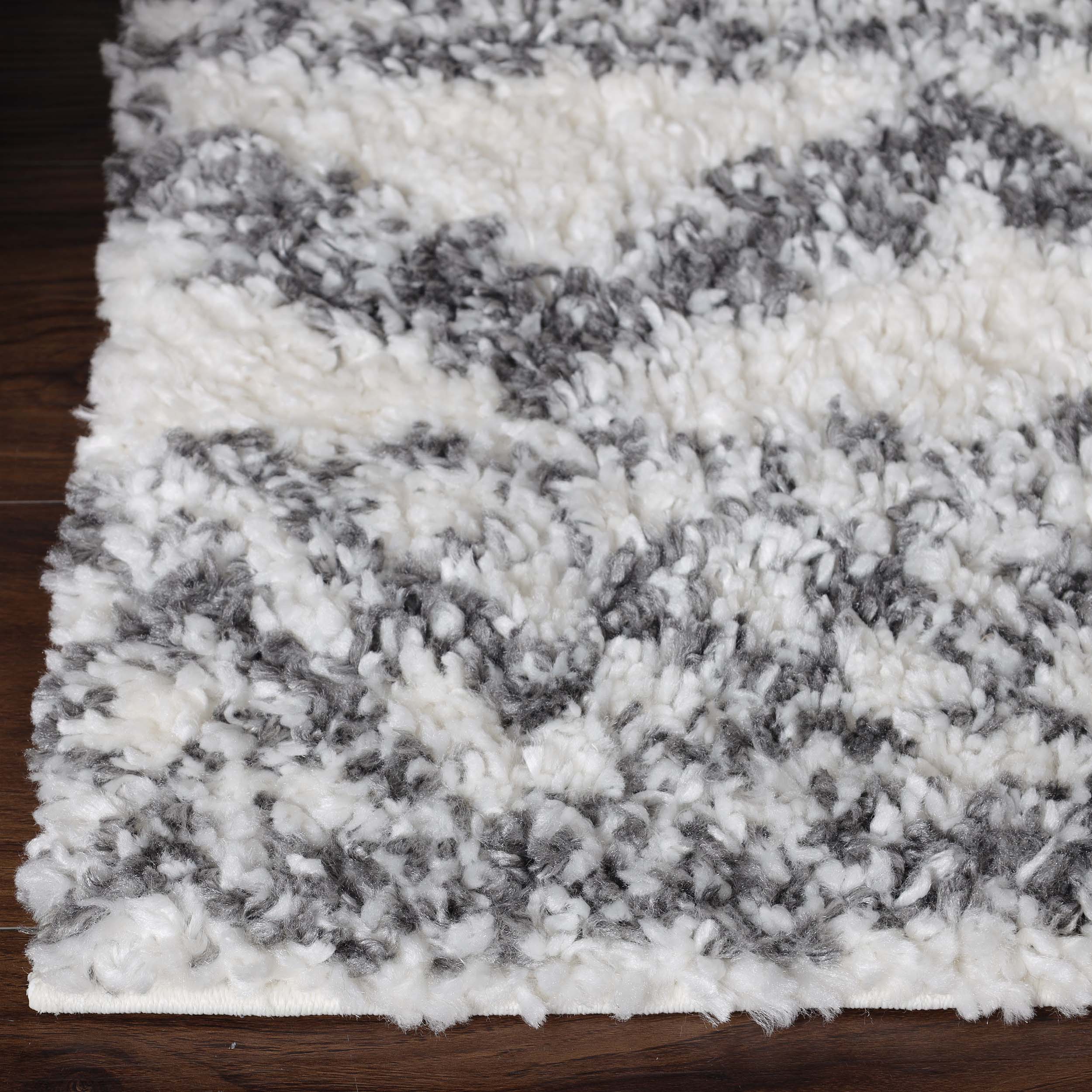 Rhea Geometric Bohemian Plush Shag Area Rug - Soft Non-Slip Indoor Floor Carpet for Living Room, Bedroom & Nursery | Modern Home Decor