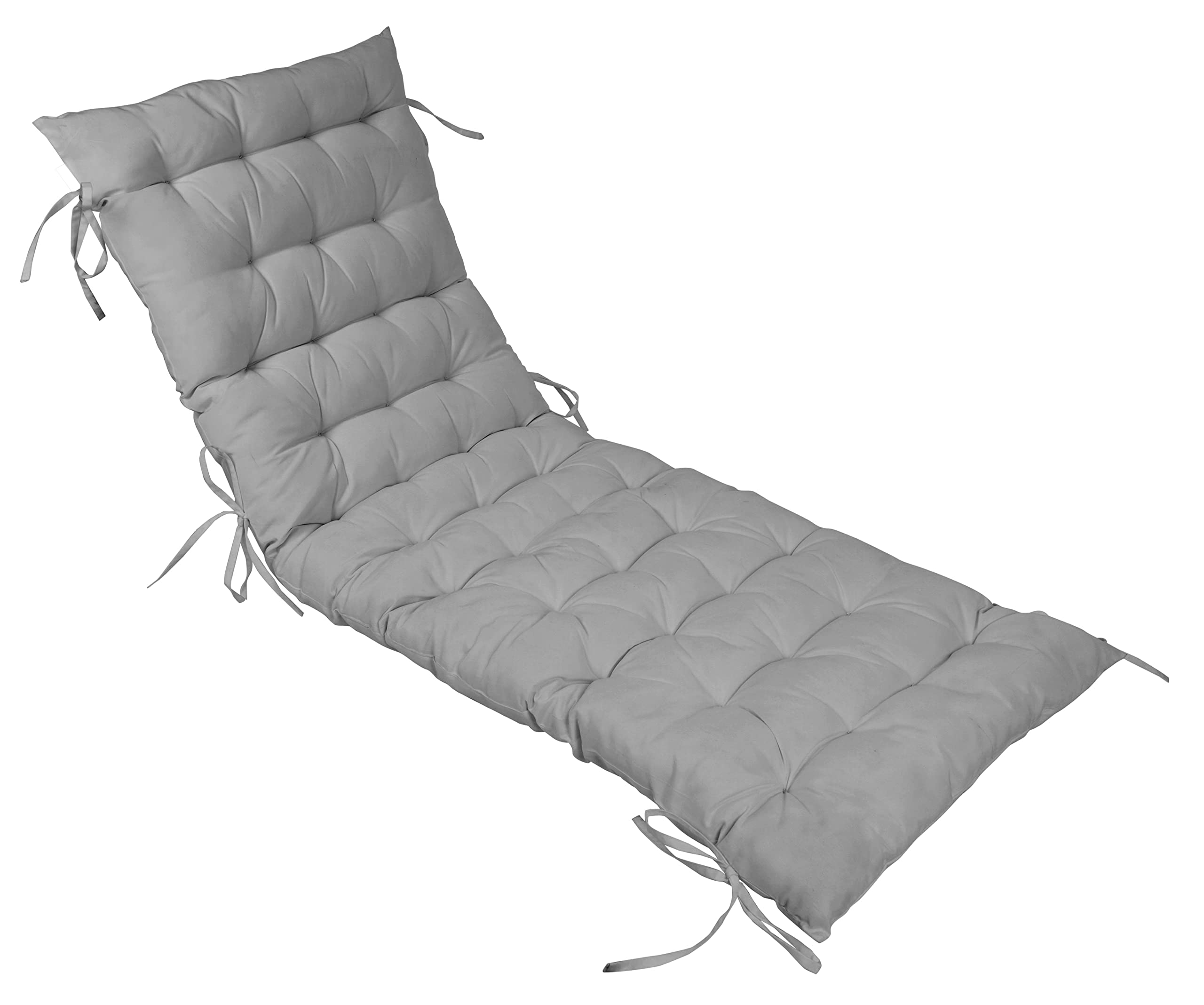 Quilted Thick Padded Rocking Chair Cushion with Ties - 74 x 23 Inches Gray Seat Cushion for Recliner, Chaise Lounge, Garden Bench & Outdoor Furniture - Perfect for Patio, Terrace & Relaxation