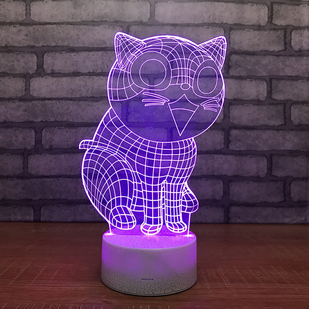 3D Cat Night Light LED Touch Table Lamp - 7 Color Changing Optical Illusion Desk Decor for Kids Room, Nursery, Bedroom | Perfect Gift for Christmas, Birthday, Children's Day & Home Decor