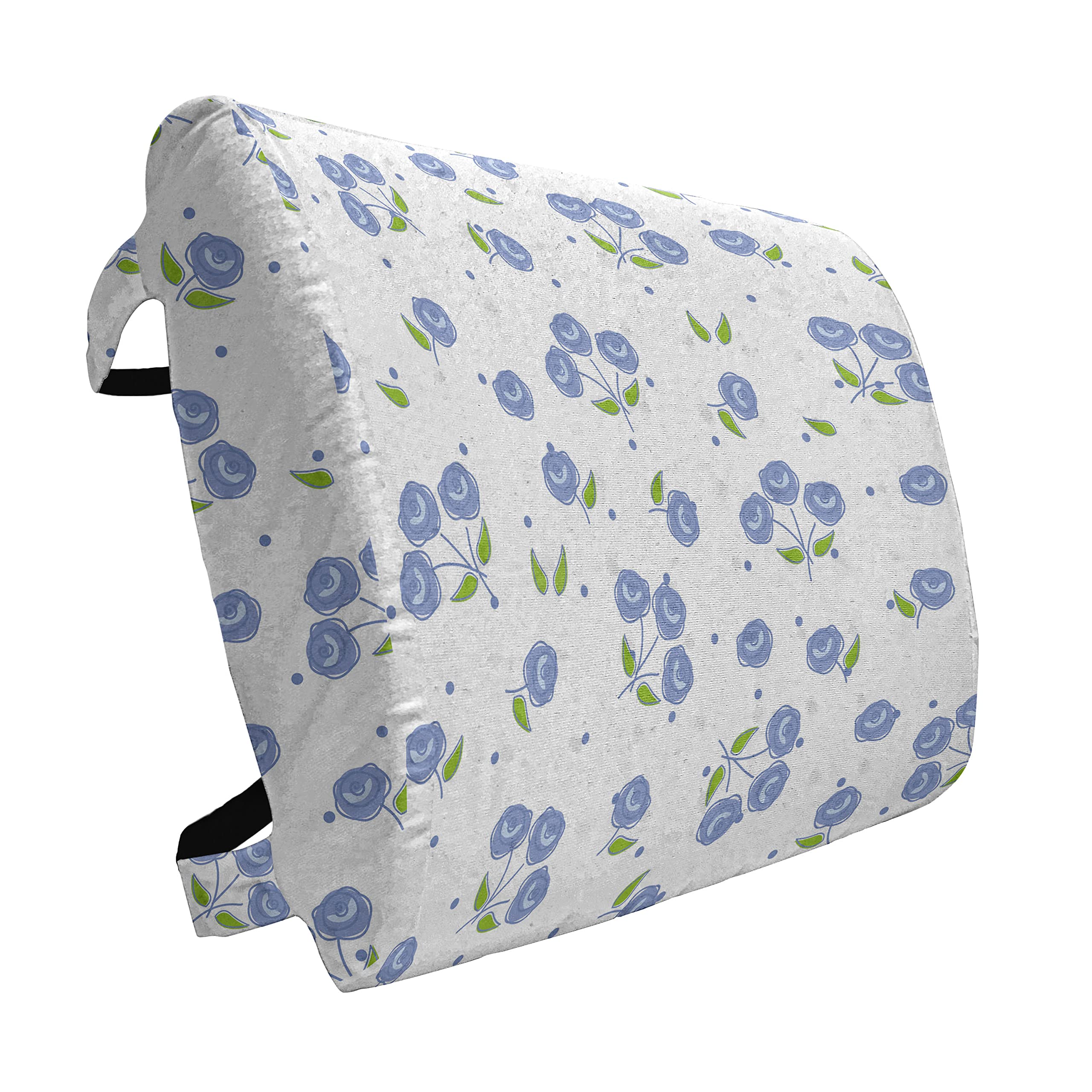 Ambesonne Floral Lumbar Support Pillow - Vintage Rose Bouquet Spring Design with Green Leaves, High Density Foam for Office Chair & Car Seat, 14x13 Inch, Violet Blue Green White - Perfect for Back Pain Relief & Comfort While Working or Driving