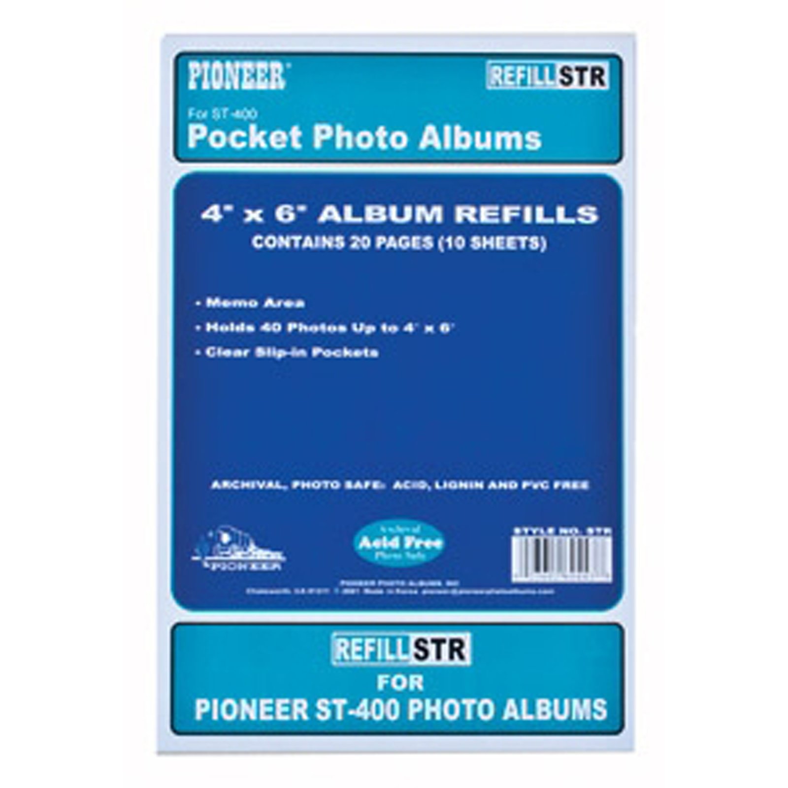 Pioneer STR 3-Ring Memo Album Refill Pages - 40 Pocket Inserts (2 Per Page) for Organizing Photos, Business Cards & Documents - Perfect for Office, School & Home Organization