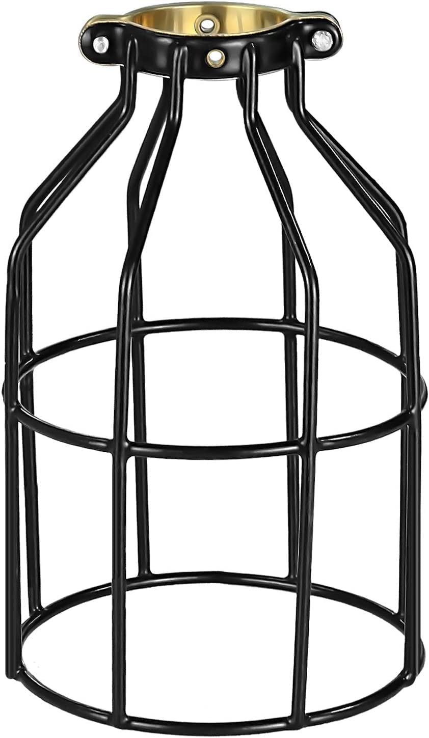 Simple Deluxe 1-Pack Adjustable Black Industrial Clamp Light Bulb Guard Cage - Perfect for Pendant Lights, Farmhouse Fixtures, Vintage Lamp Shades & Hanging Lamps - Ideal for Home, Cafe, Restaurant & Workshop Lighting Decor