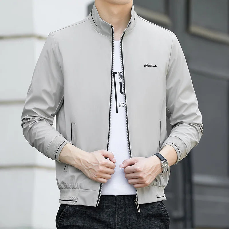 8XL Men's Windbreaker Jacket - Lightweight Autumn Business Casual Slim Coat for Plus Size Men (7XL, 6XL Options) - Perfect for Office Wear, Outdoor Activities & Travel