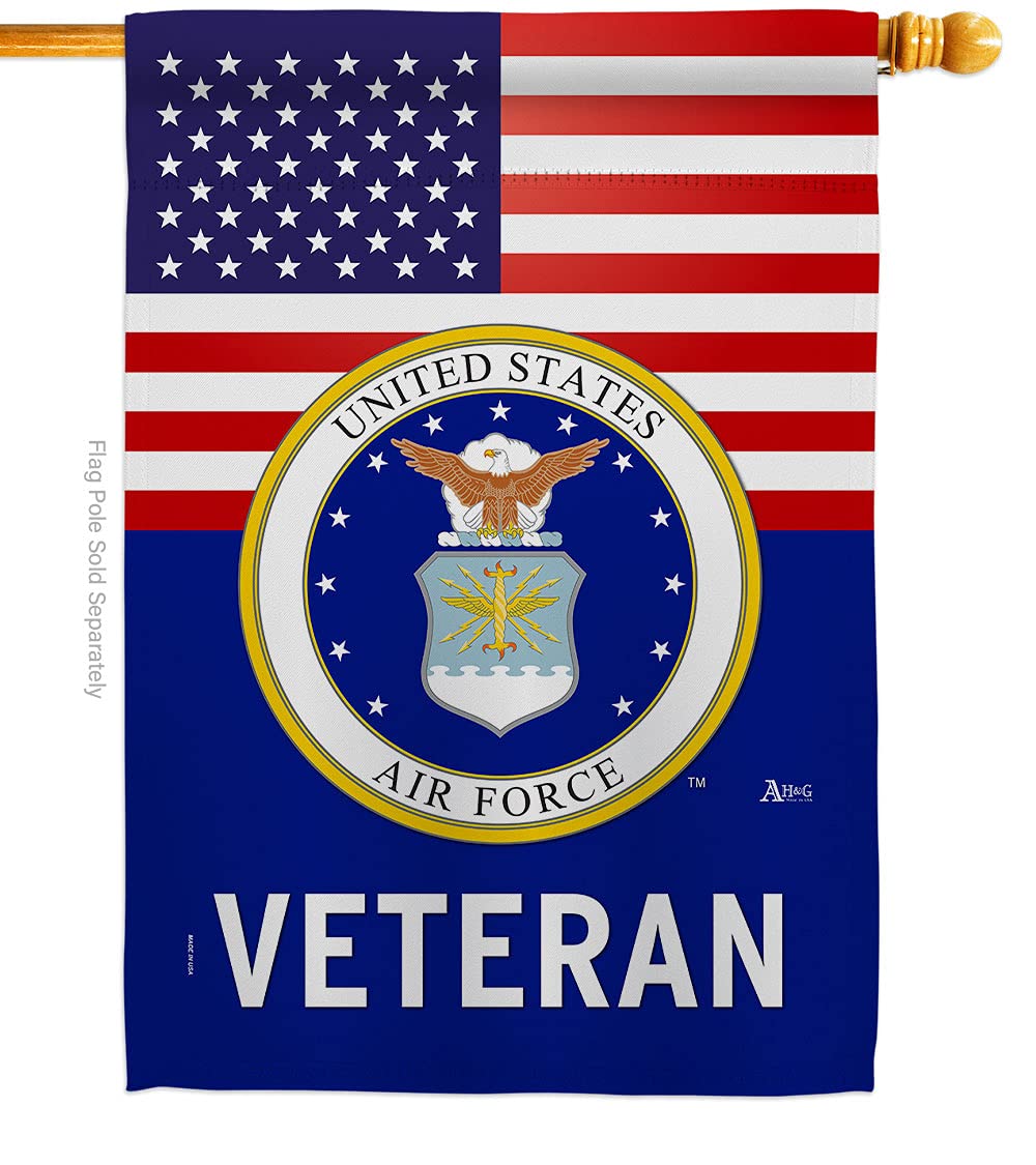 Americana Home & Garden US Air Force Veteran House Flag - 28x40 Inch Double-Sided Military Banner for Yard, Garden & Wall Decor - Patriotic Gift for Armed Forces Supporters & Veterans