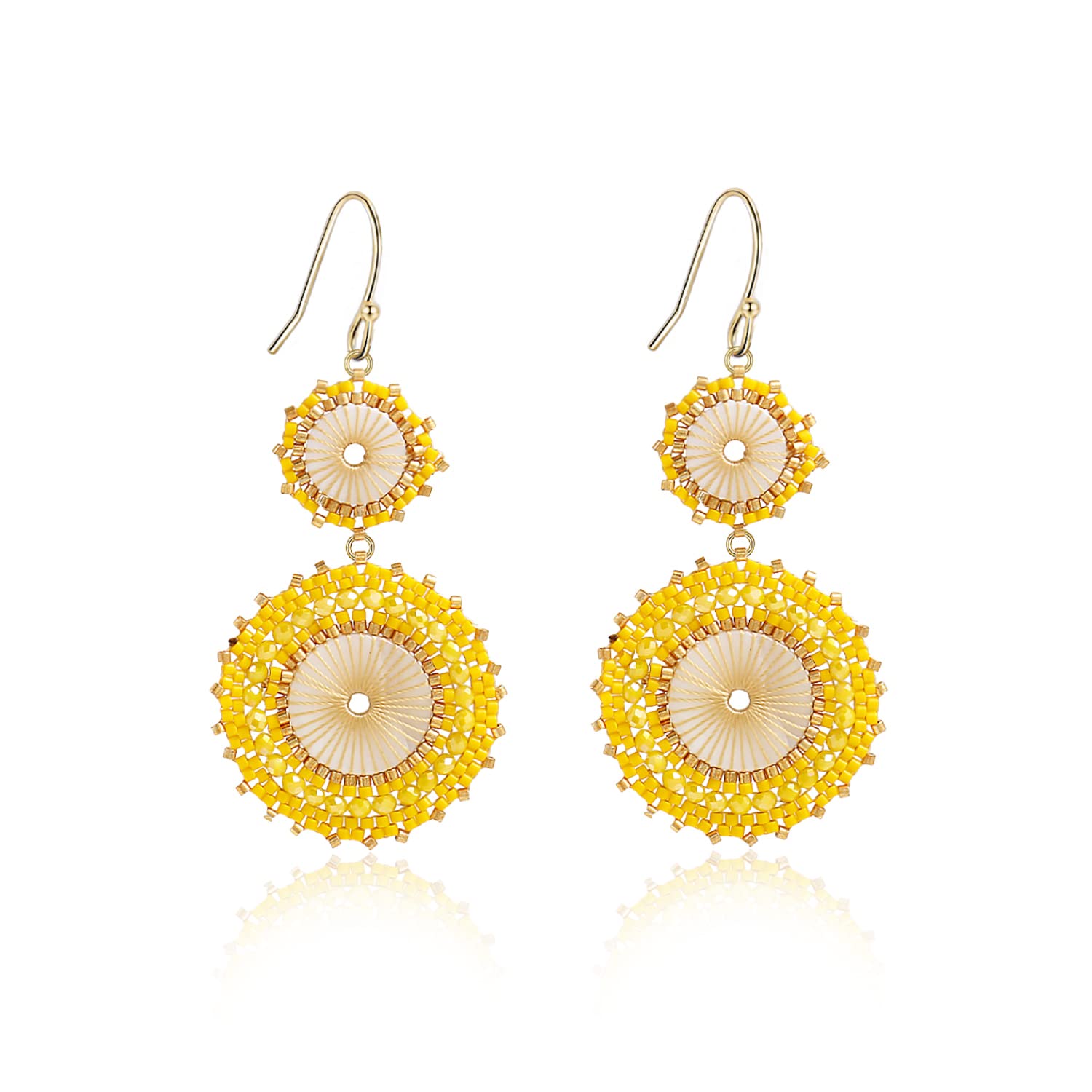 Handmade Bohemian Seed Bead Dangle Earrings for Women | Circle Beaded Drop Earrings | Fashion Jewelry for Casual Wear, Parties & Festivals