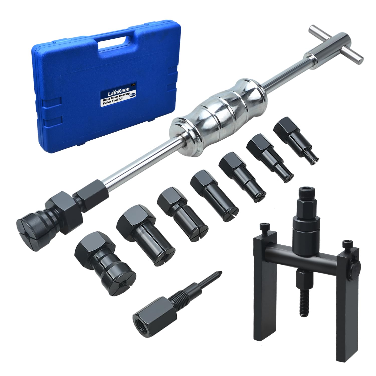LainKeen 12pcs Motorcycle Blind Inner Bearing Puller Tool Kit - 8-25MM Slide Hammer Pilot Insert Bearing Removal Set for Motorcycle Repair & Maintenance - Perfect for DIY Mechanics and Professional Garage Use