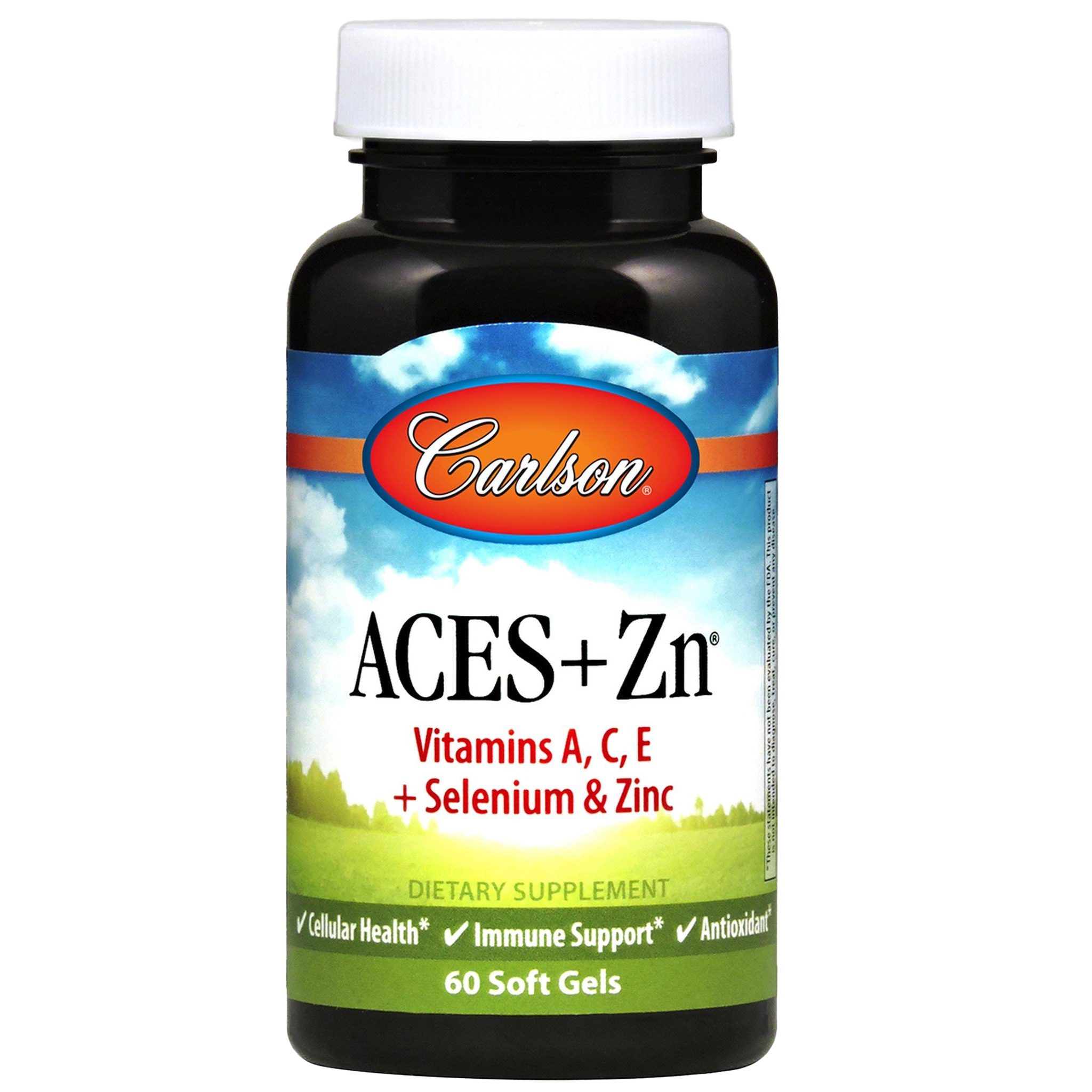 Carlson Labs ACES + Zn Antioxidant Supplement with Vitamin A, C, E, Selenium & Zinc - 60 Softgels for Immune Support & Cellular Health - Perfect for Daily Wellness & Antioxidant Defense