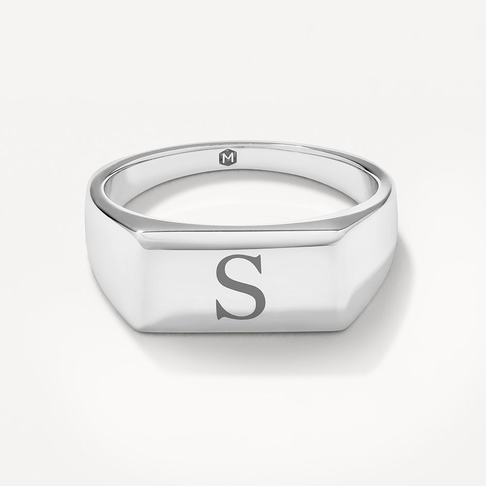 Silver Engravable Rectangle Signet Pinky Ring for Men & Women - Perfect for Engraving Initials, Dates & Messages - Ideal for Gifts, Weddings & Special Occasions