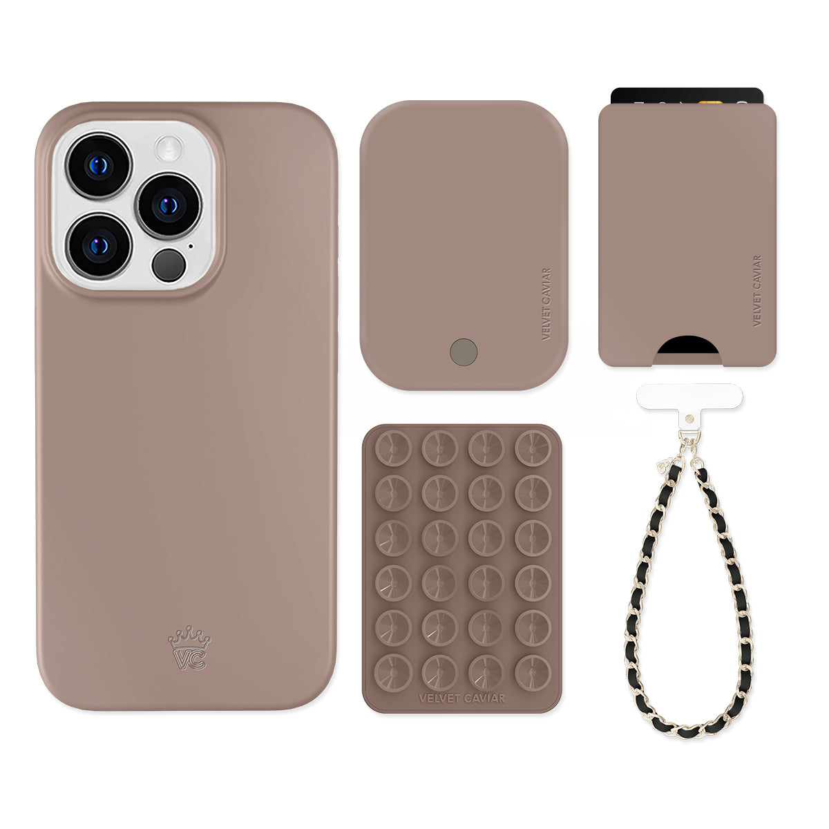 Premium Cashmere Taupe iPhone Case with Wallet - Slim Protective Cover for iPhone 13/14/15 - Luxury Phone Accessory for Work, Travel & Everyday Use