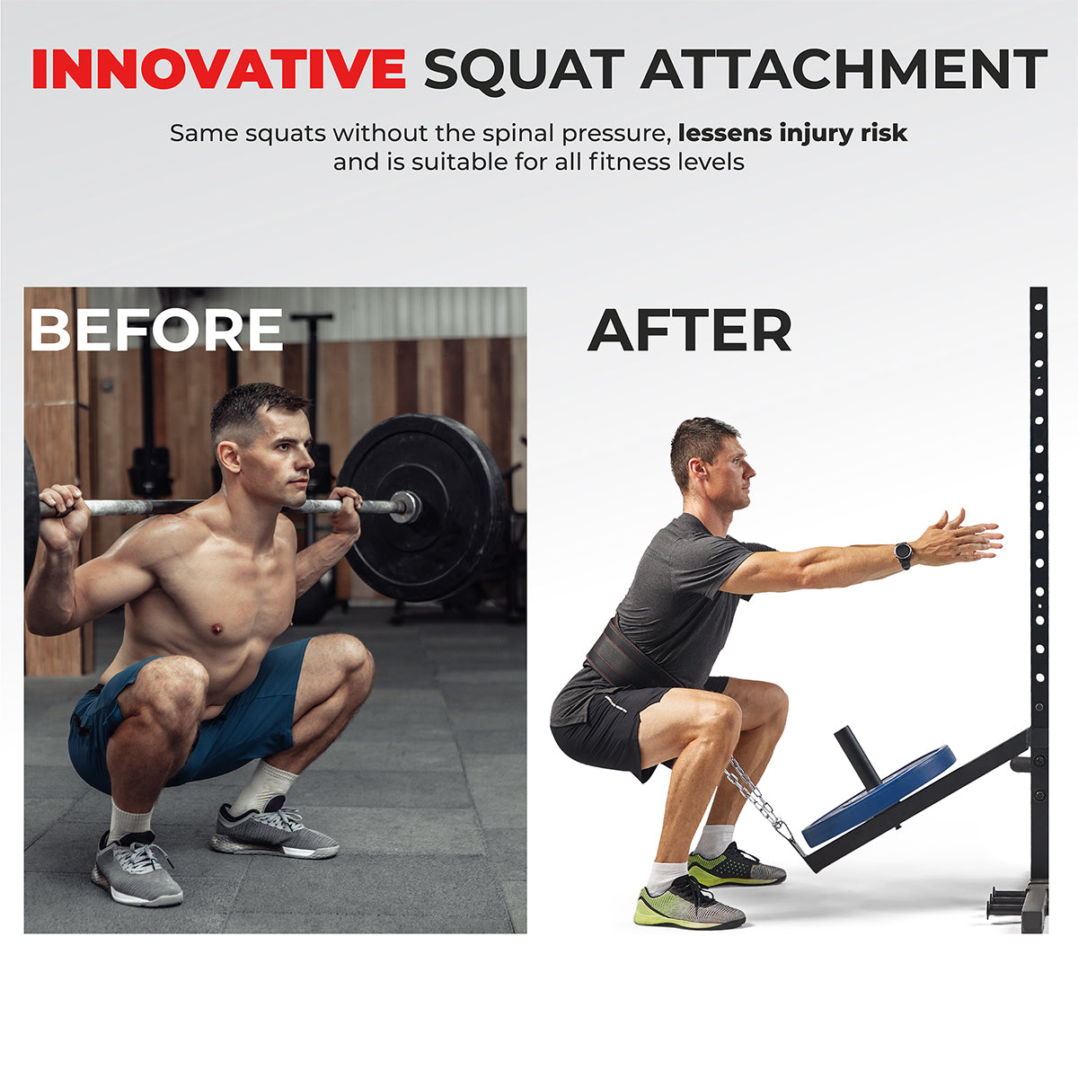 Belt Squat Attachment for Power Racks & Cages - Heavy Duty Gym Equipment for Leg Workouts & Strength Training