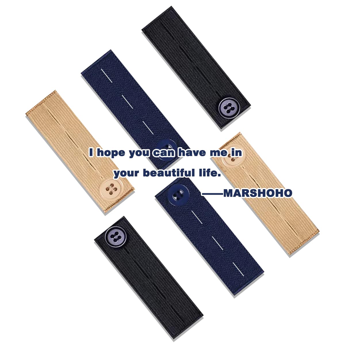 Elastic Waist Extenders for Pants - 8 Pack Adjustable Belt Extender for Women & Men - Works with Jeans, Dresses & Button Pants (Black, Blue, Khaki) - Perfect for Travel, Pregnancy & Weight Fluctuations