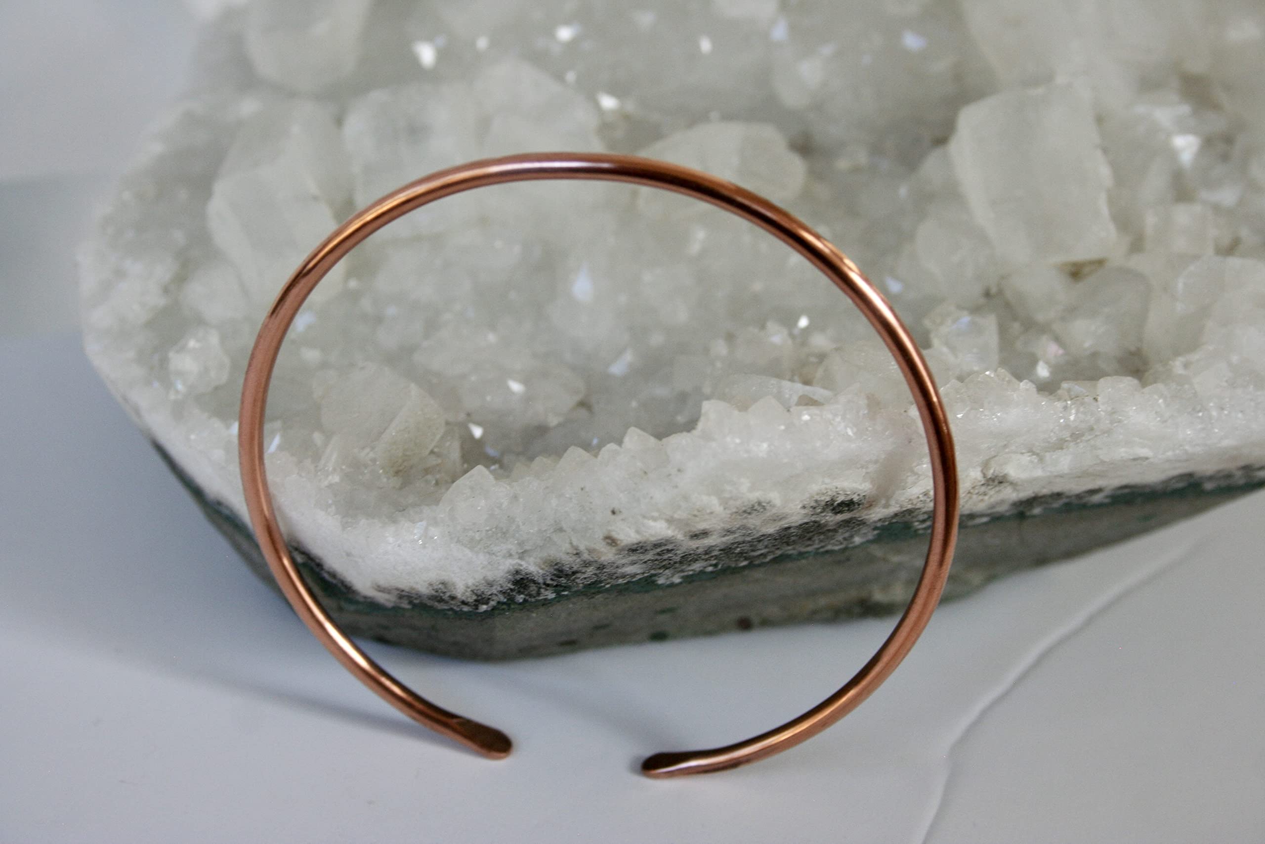 Stackable Minimalist Hammered Copper Cuff Bracelet - Thin Open-Ended Textured Metal Bangle with Polished Shine (9 Inch) - Perfect for Boho Chic Outfits, Layered Jewelry Looks & Everyday Wear