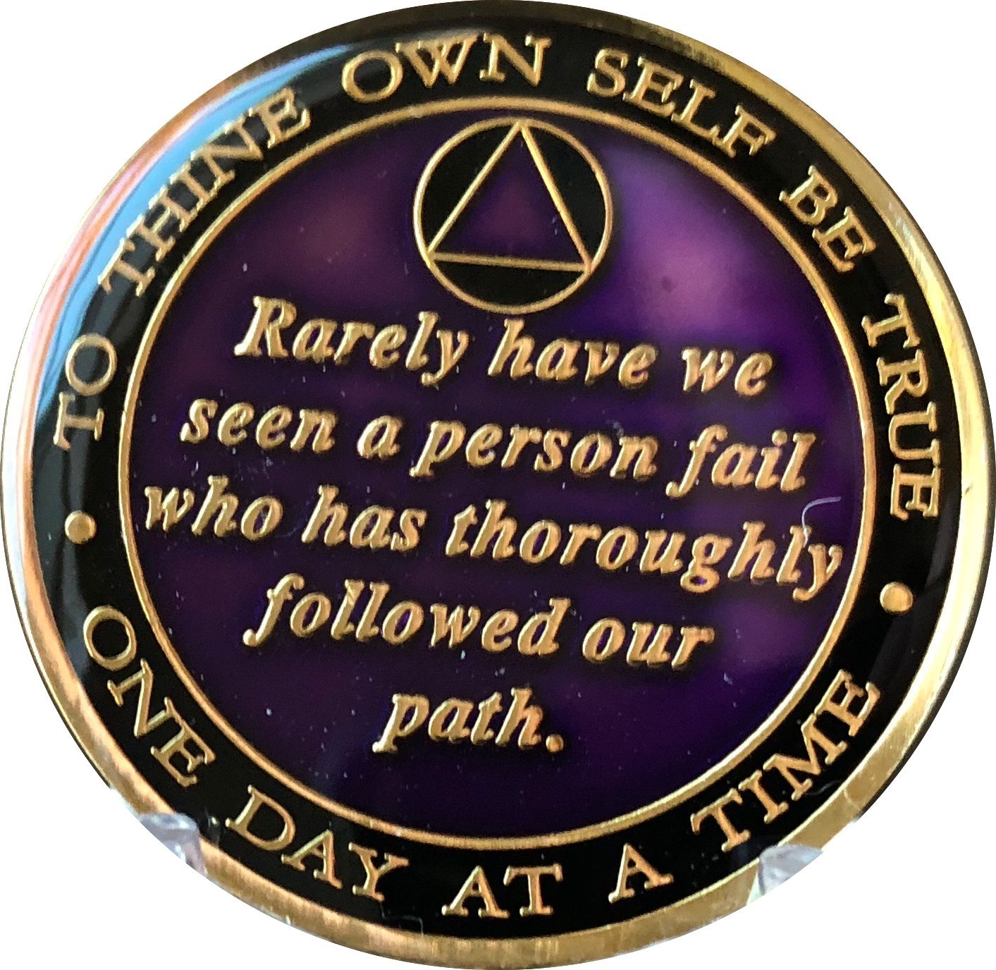 1 Year AA Medallion Purple Tri-Plate Founders Bill & Bob Chip - Collectible Sobriety Token for AA Meetings & Recovery Milestones