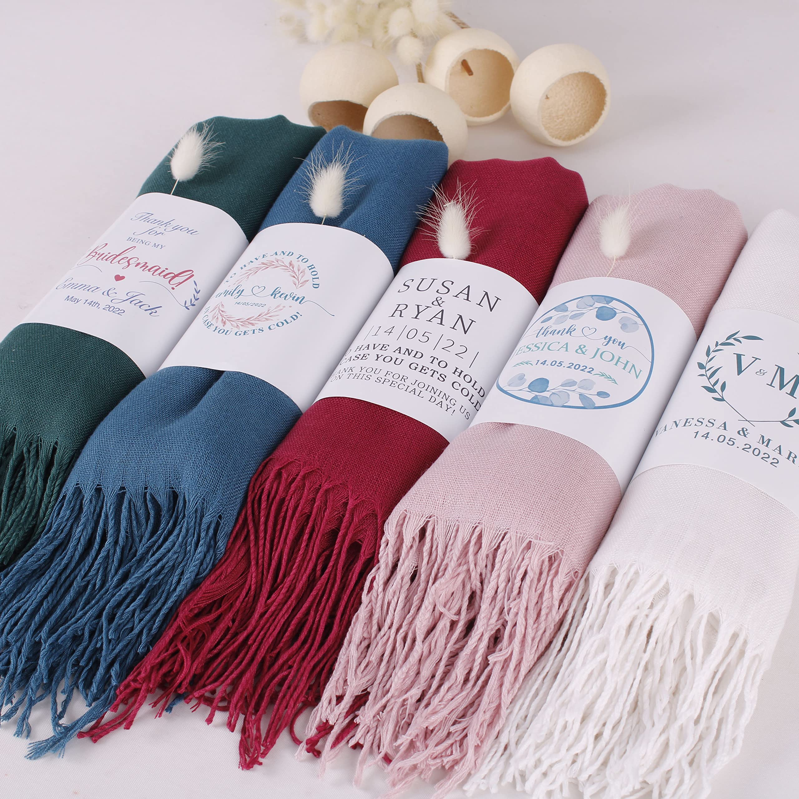 Personalized Wedding Pashmina Shawls & Wraps - Elegant Evening Dress Accessories for Brides, Bridesmaids & Guests | Perfect for Weddings, Bridal Showers, Engagements, Quinceañeras & Sweet 16 Parties | Luxurious Gift for Women & Girls