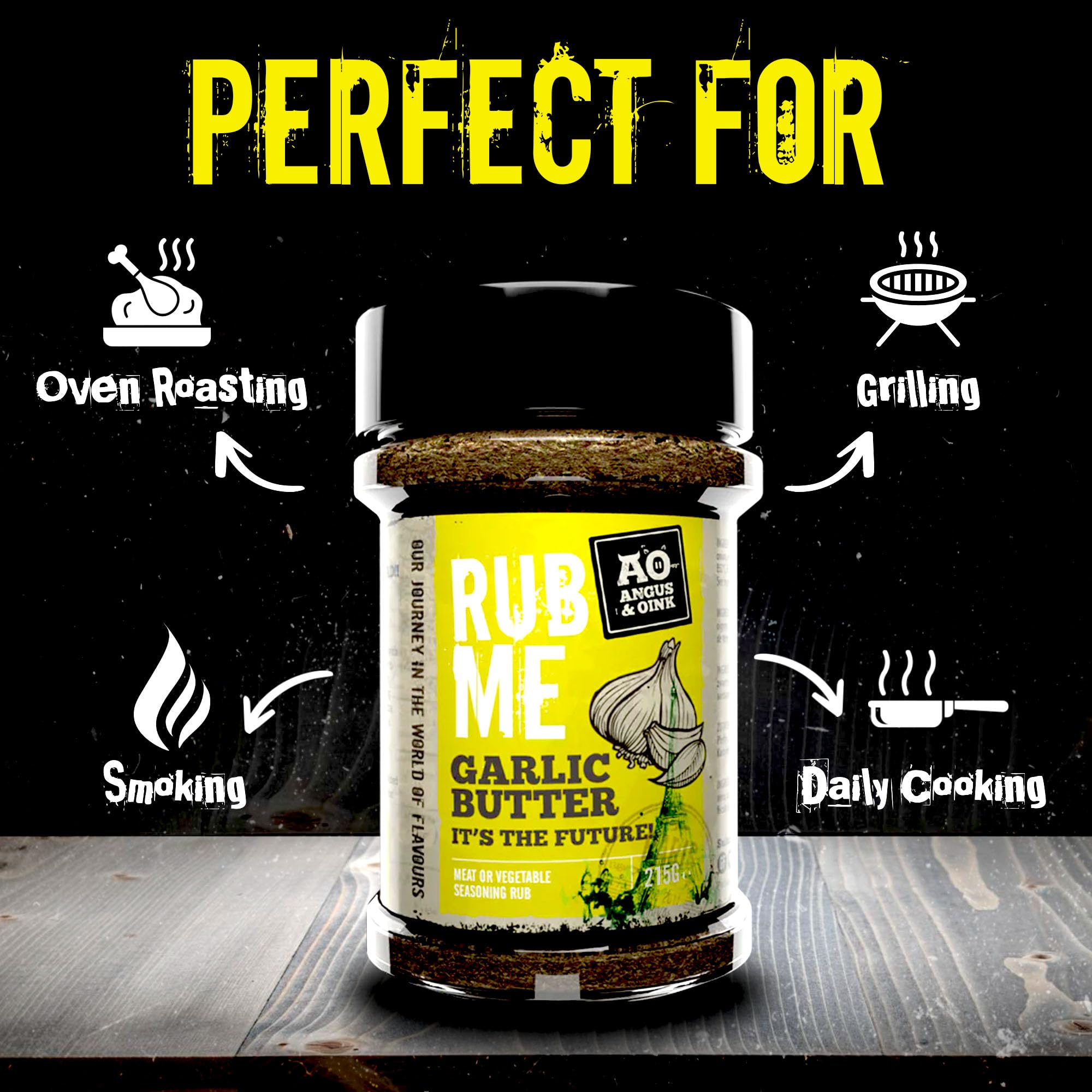 Angus & Oink Garlic Butter Seasoning - Rich & Flavorful Spice Blend for Chicken, Fries, Roast Potatoes & More | 225g | Perfect for Grilling, Baking & Everyday Cooking